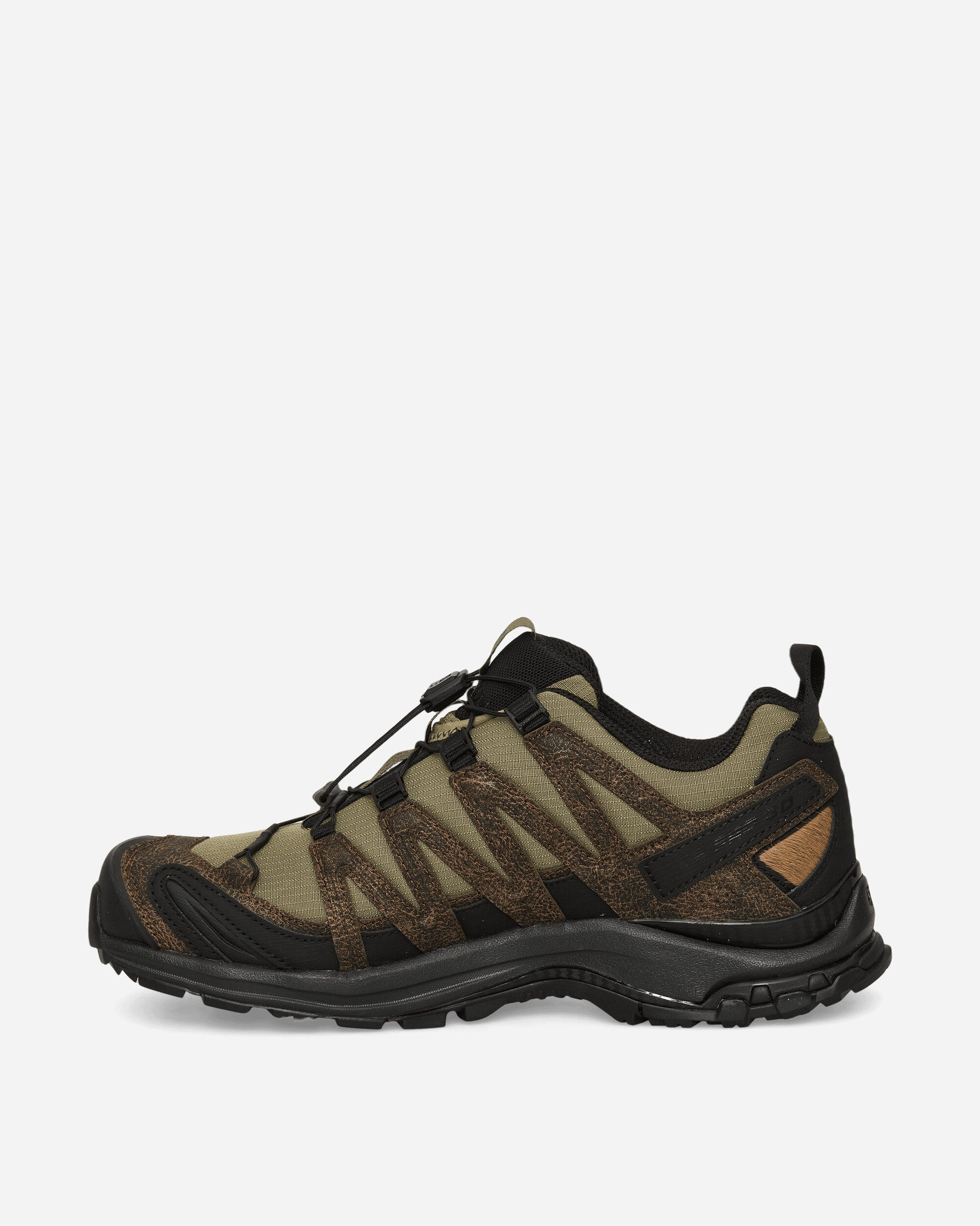 XA PRO 3D Distressed Leather Sneakers Dark Earth / Black / Deep Lichen Green - 3