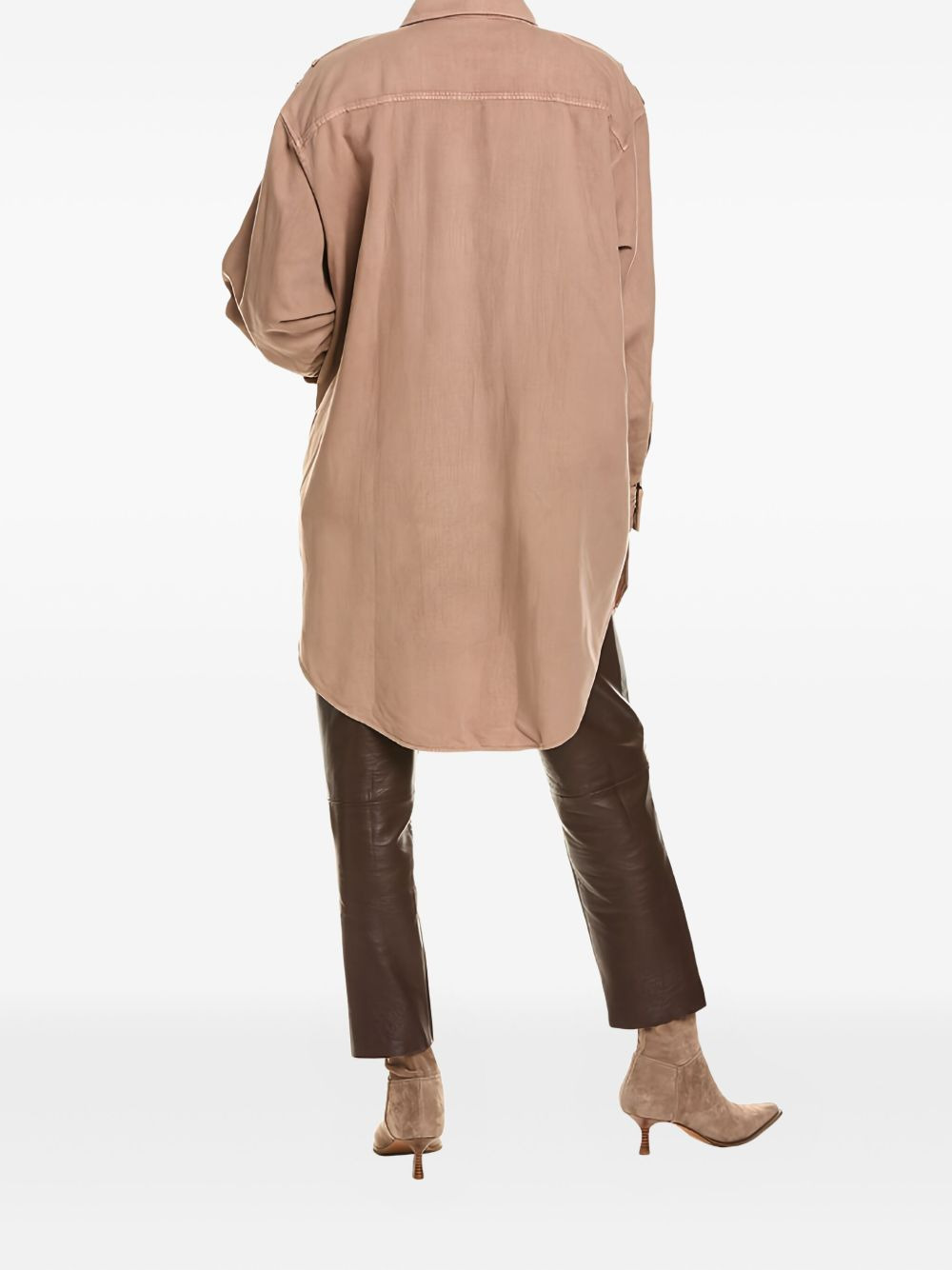 button-fastening cotton-linen blend shirt jacket - 2