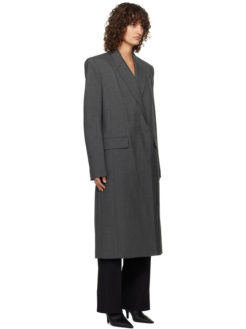 MUGLER Gray Single-Breasted Wool Coat outlook