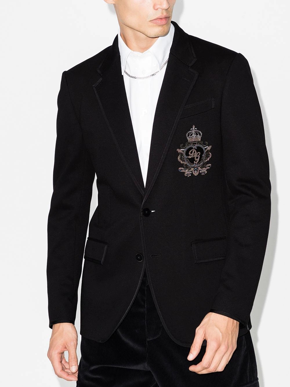 logo patch jersey blazer - 2