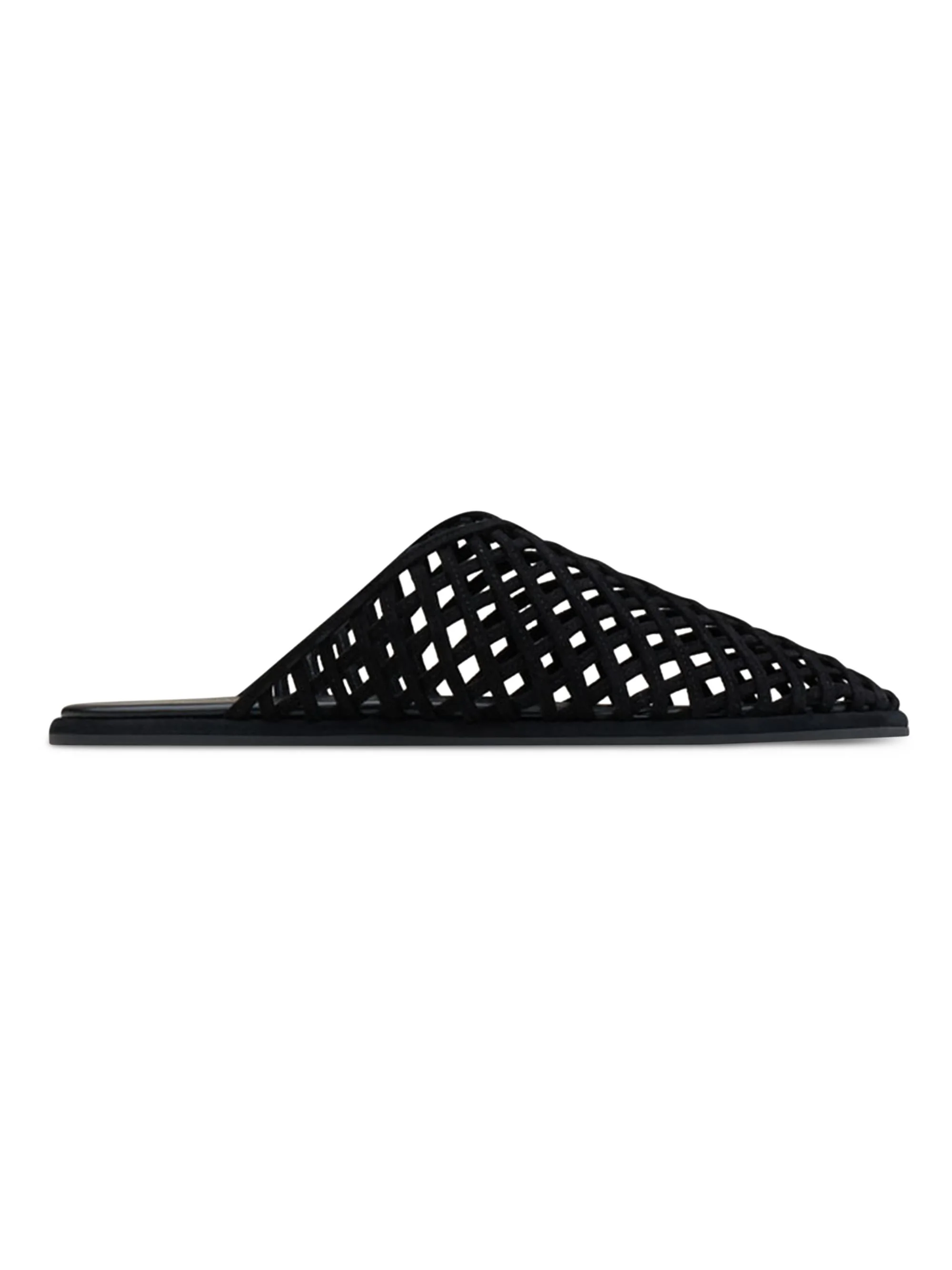 Women's Atik Woven Leather Flat Mules - Black - 1