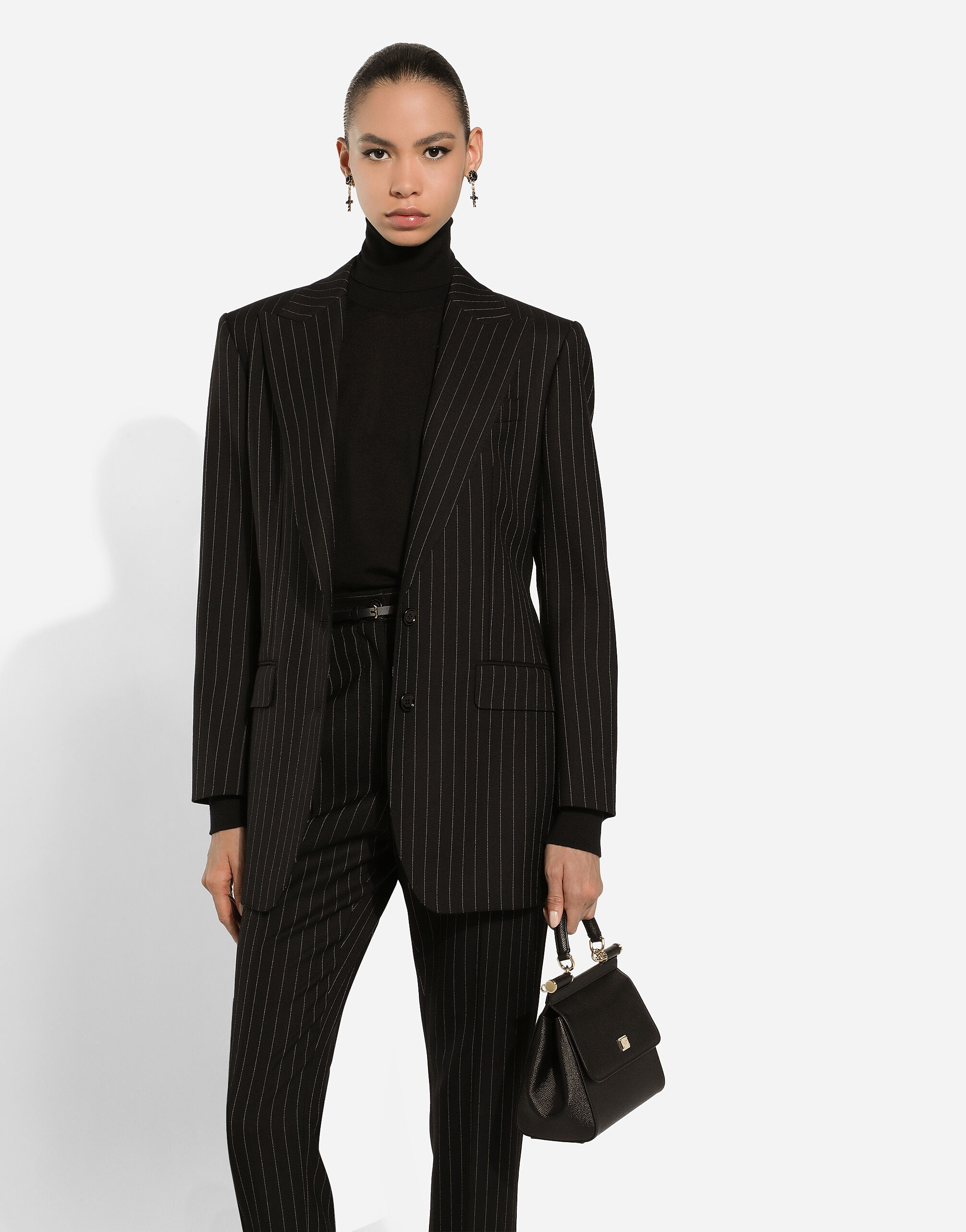 Single-breasted pinstripe wool jacket - 4