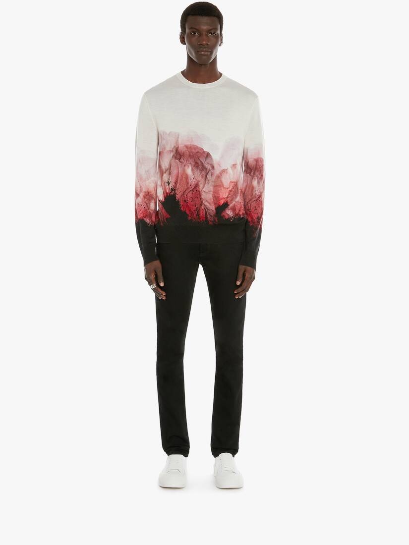 Flower Print Crew Neck Jumper in Ivory/pink - 2
