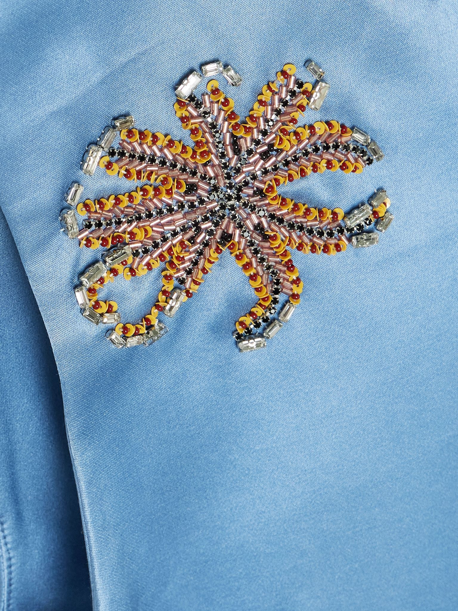 + Sam Pauletto Caspian embellished gathered cotton and silk-blend duchesse-satin mini dress Blue - 4