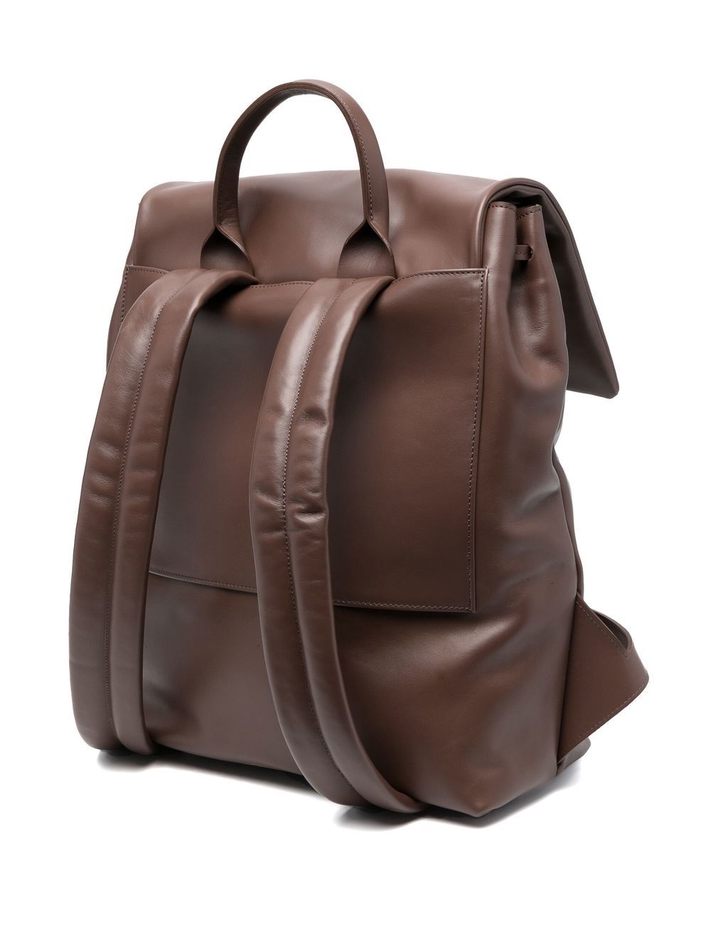 leather embossed-logo backpack - 3