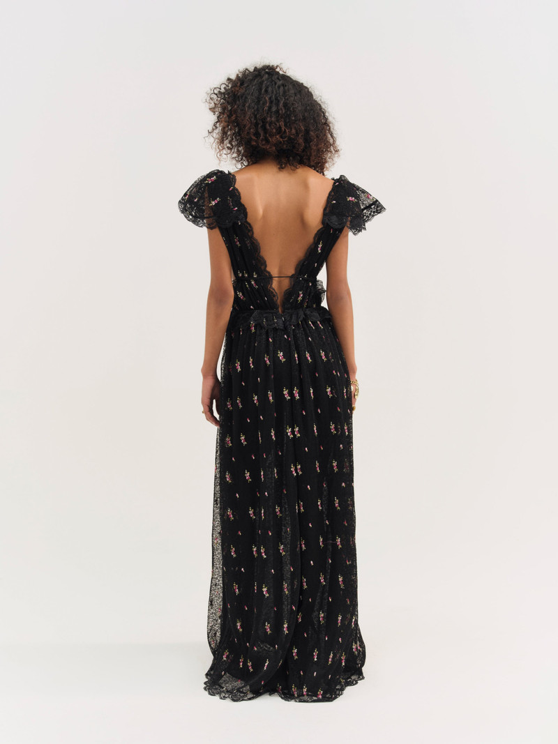 For Love & Lemons Poppy Pleated Lace Maxi Dress outlook