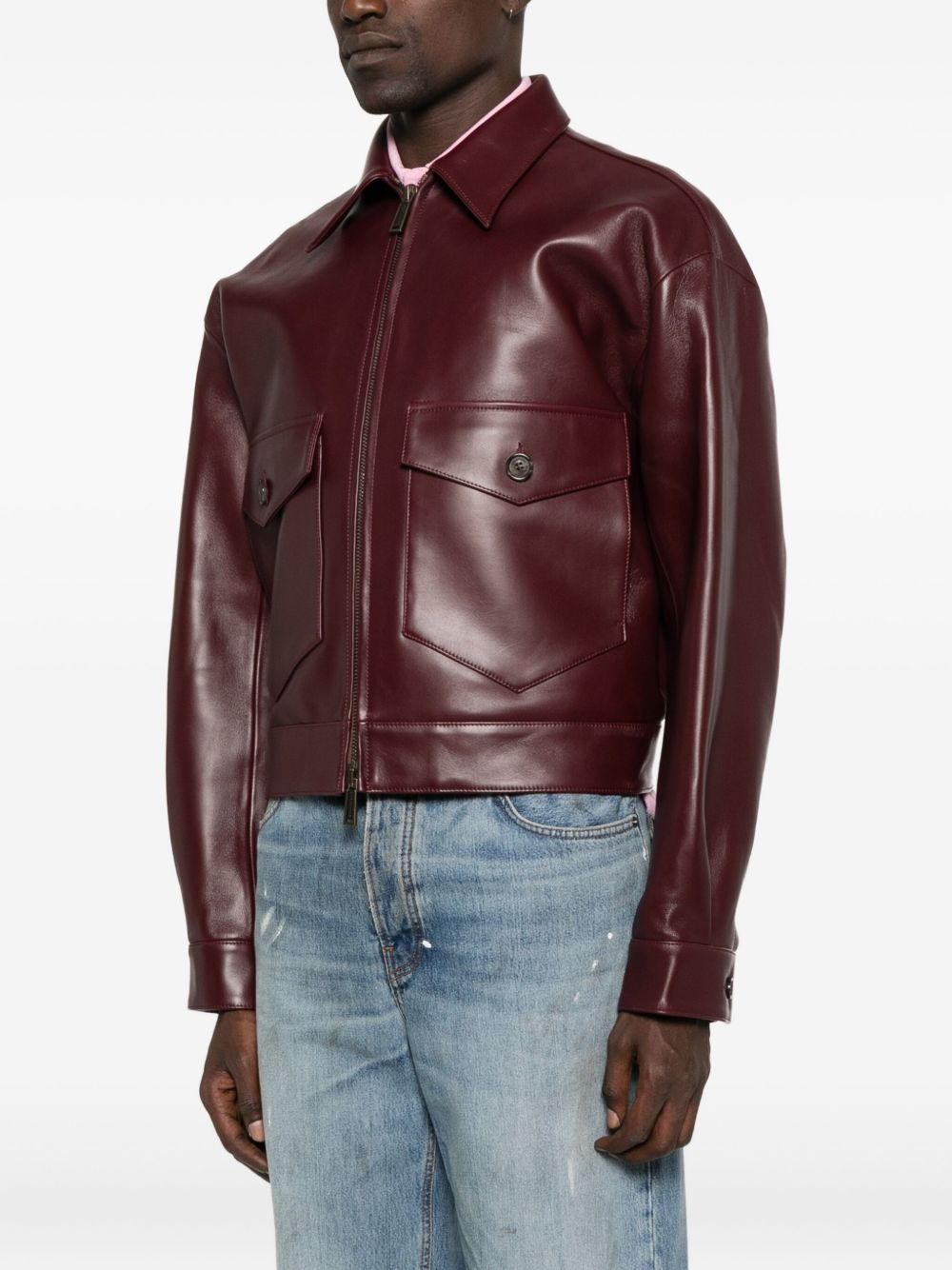 pocket leather jacket - 3