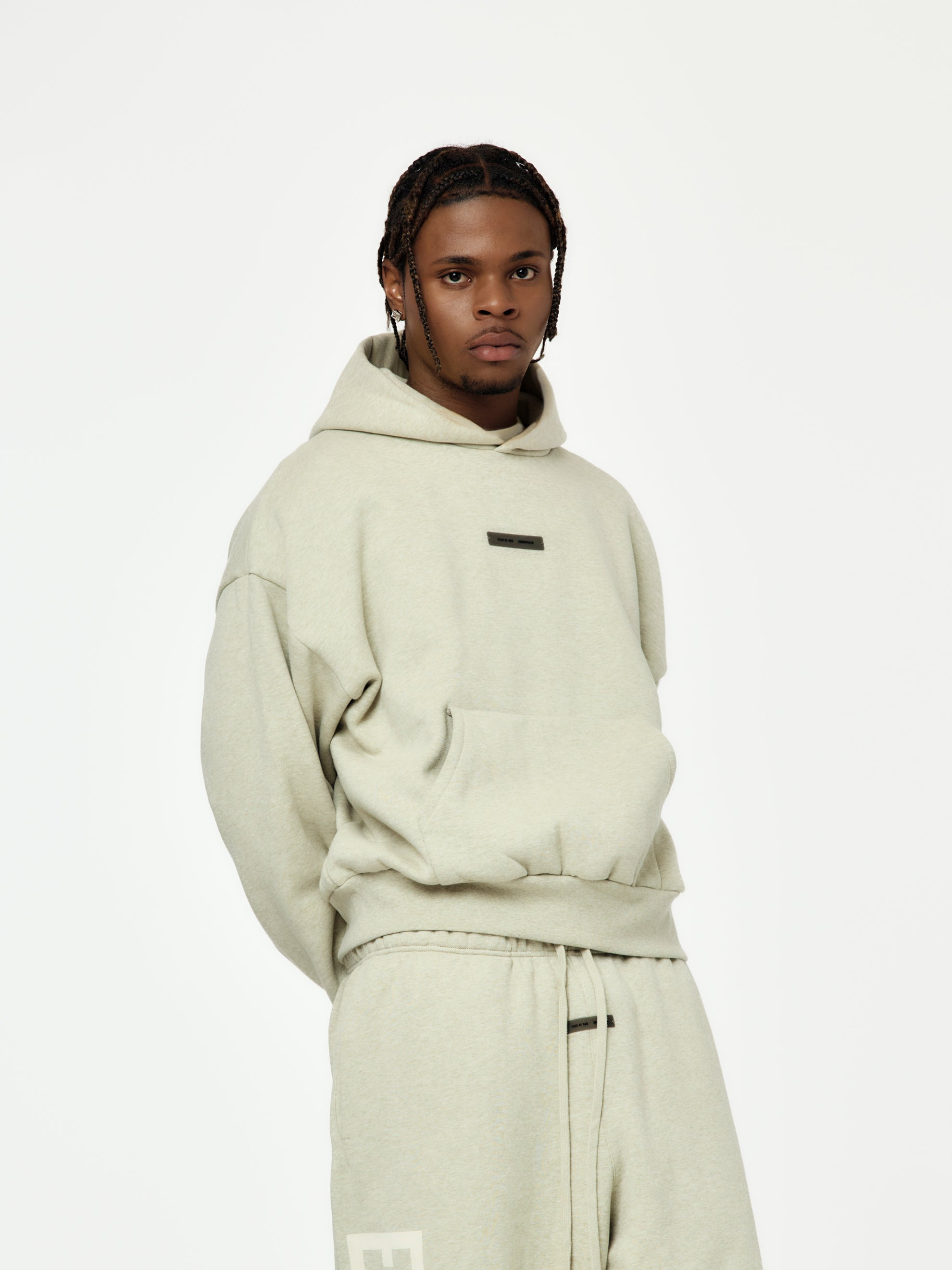 CLASSIC FIT FLEECE HOODIE (HEATHER STONE) - 2
