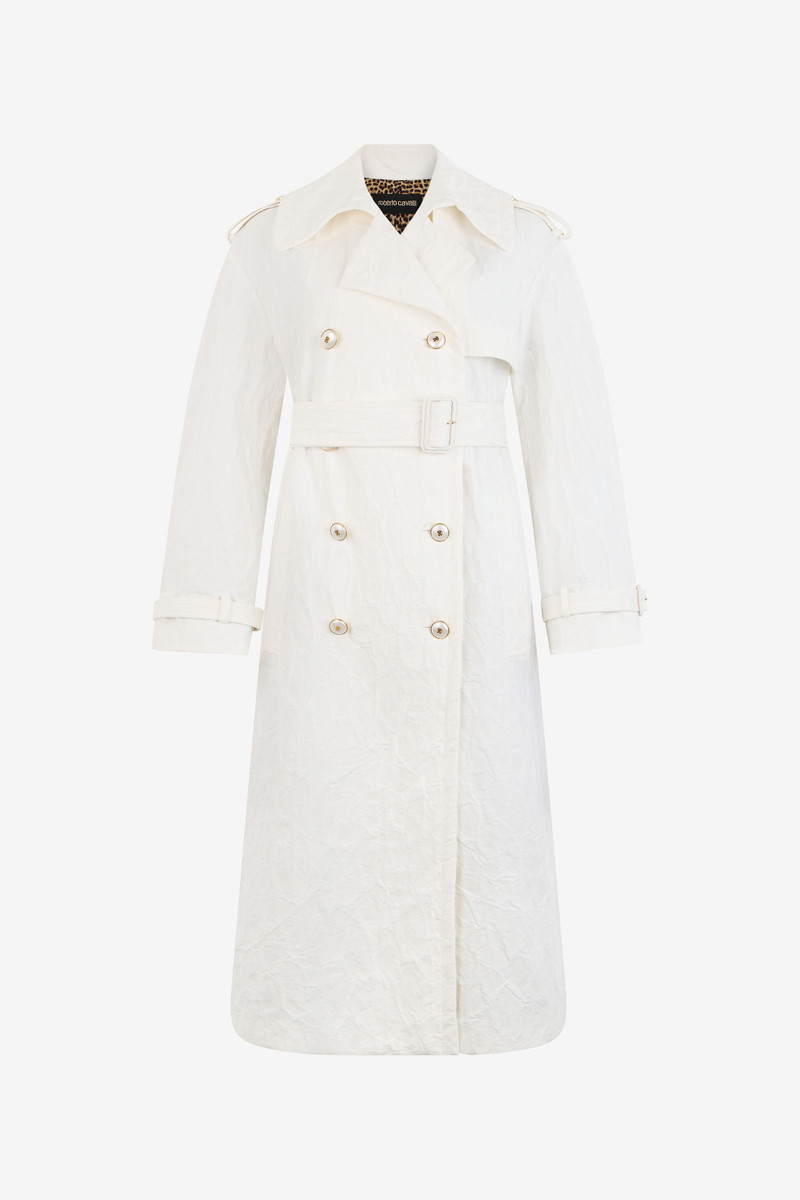 Leopard-pattern cotton jacquard trench coat 1