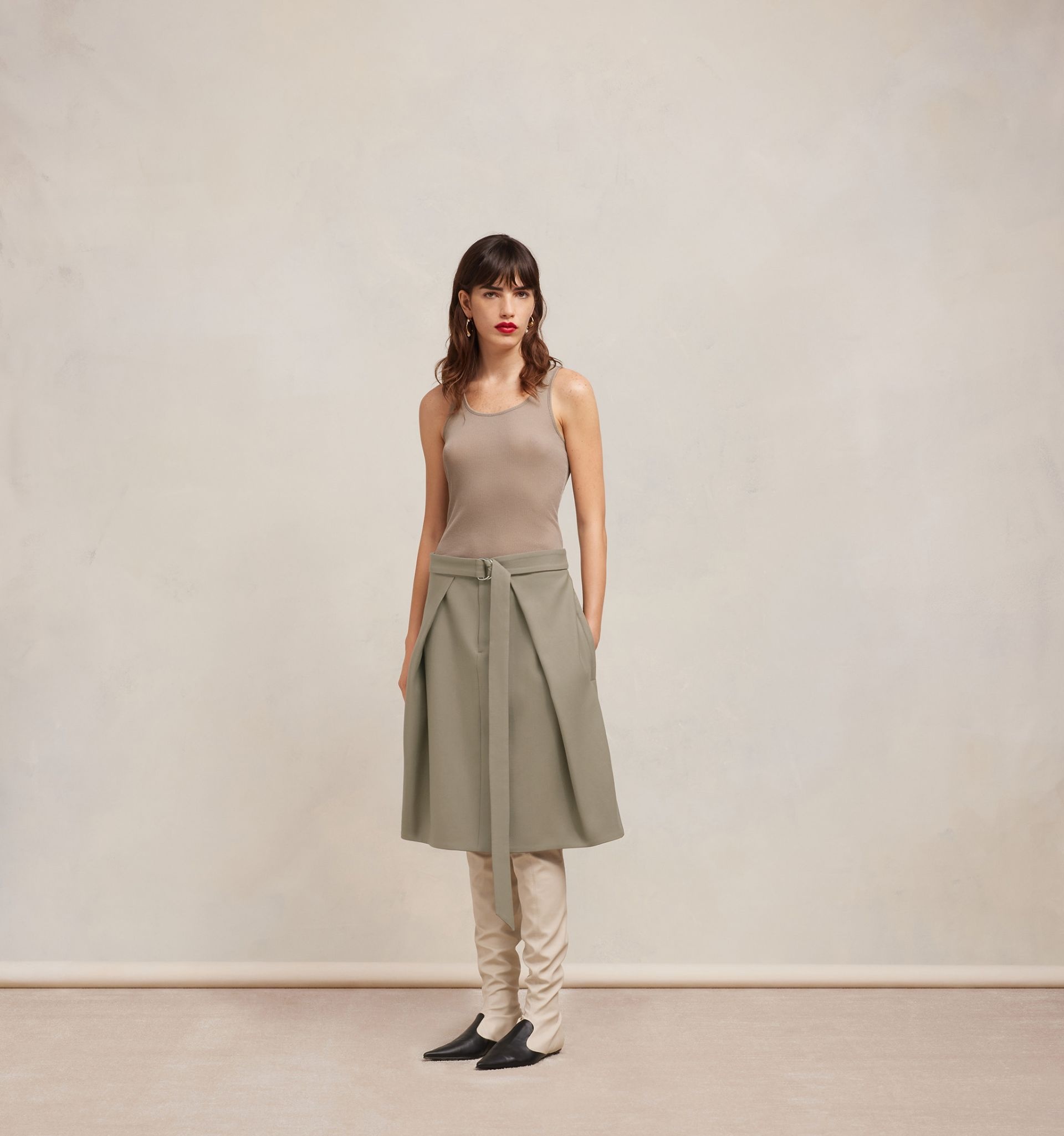 A Line Skirt With Floating Panels - 4