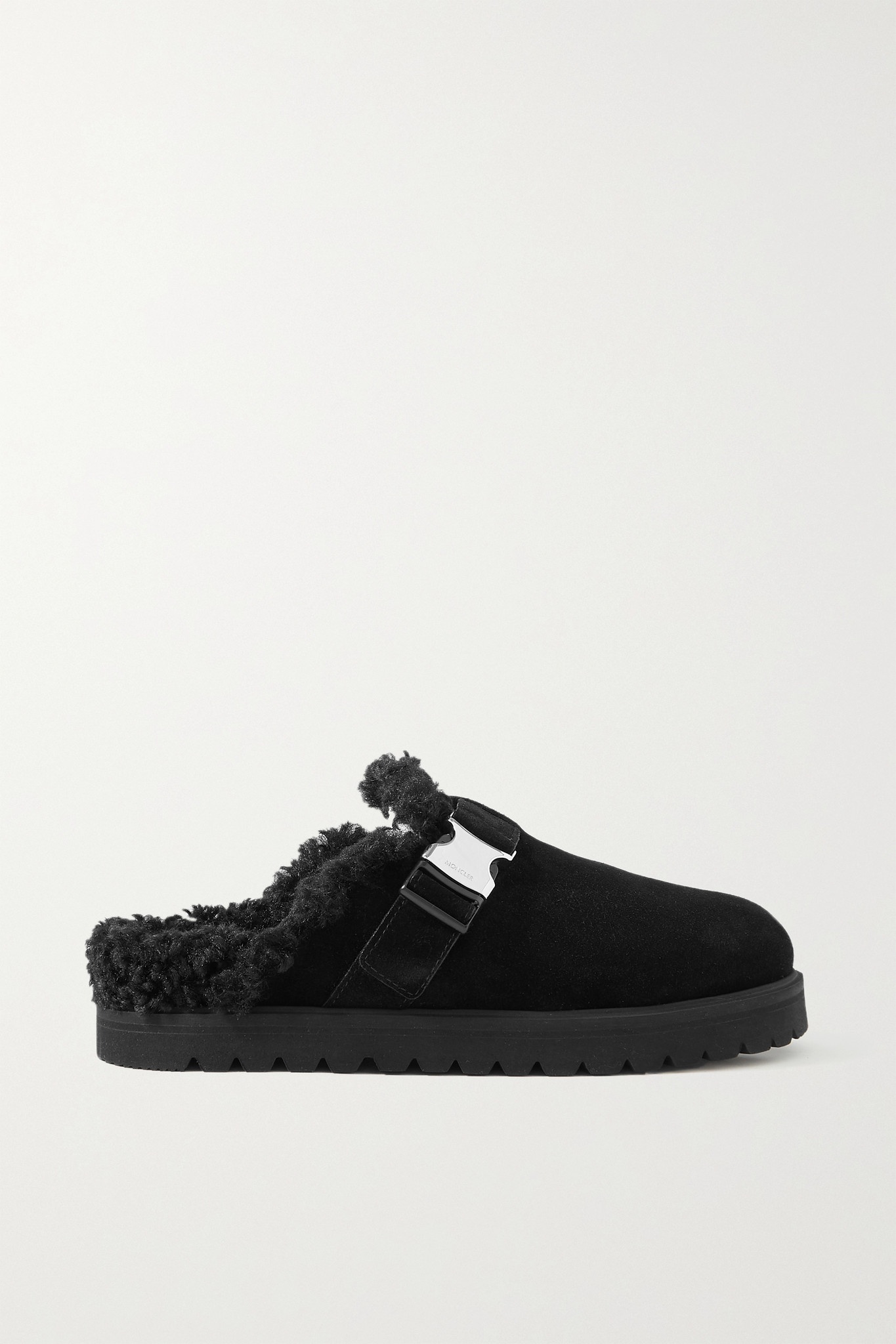 Mon faux shearling-lined suede mules - 1