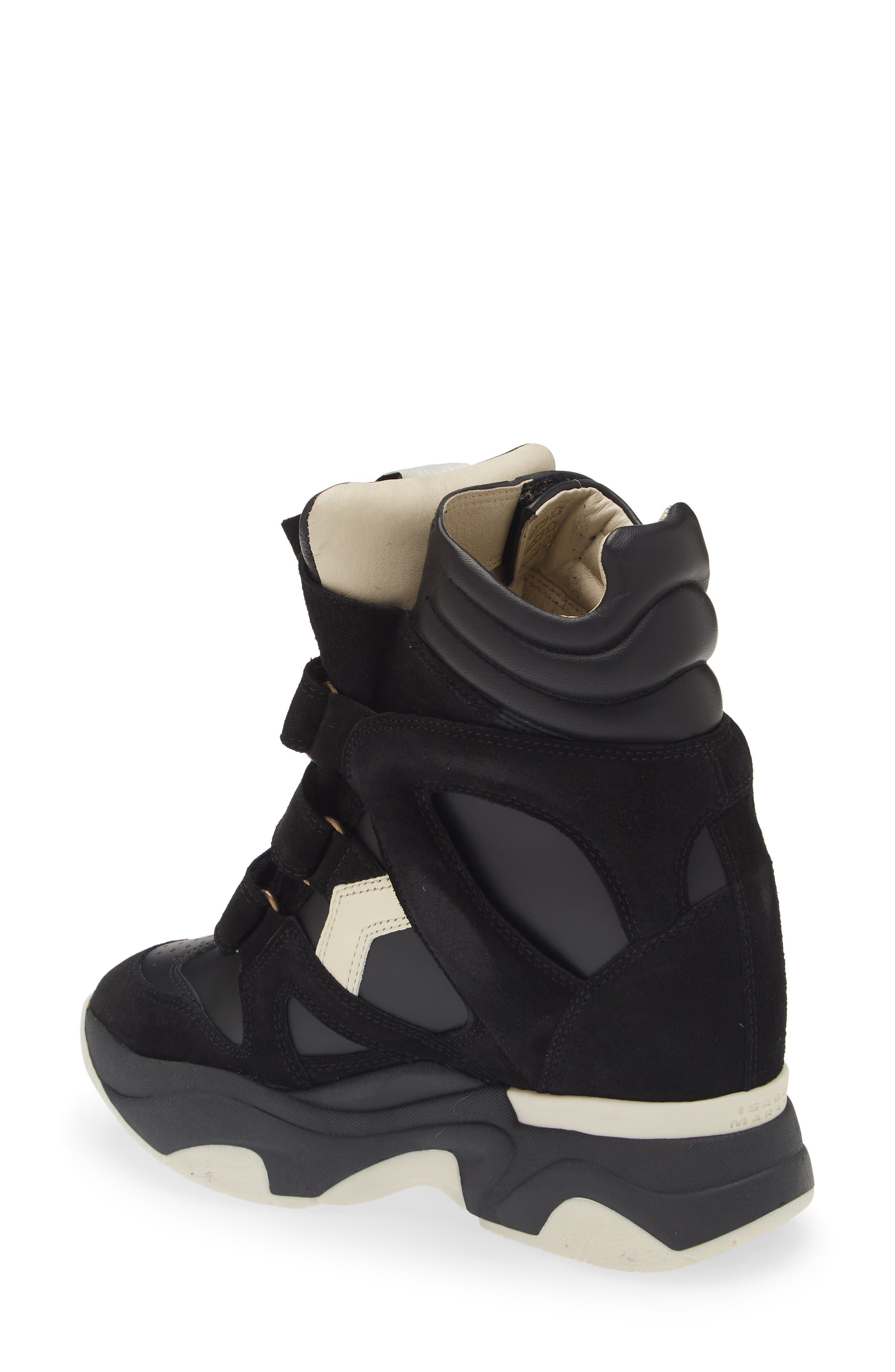 Isabel Marant Balskee Hidden Wedge High Top Sneaker in Black/White at Nordstrom - 2