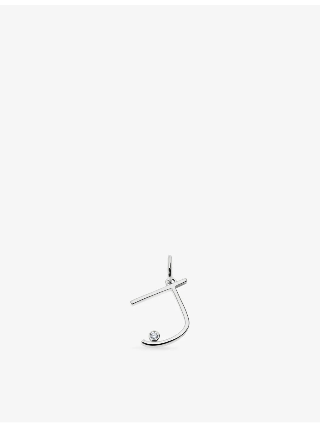 Initial J Solitaire Lab-Grown Diamond and Sterling Silver Pendant Charm - 1