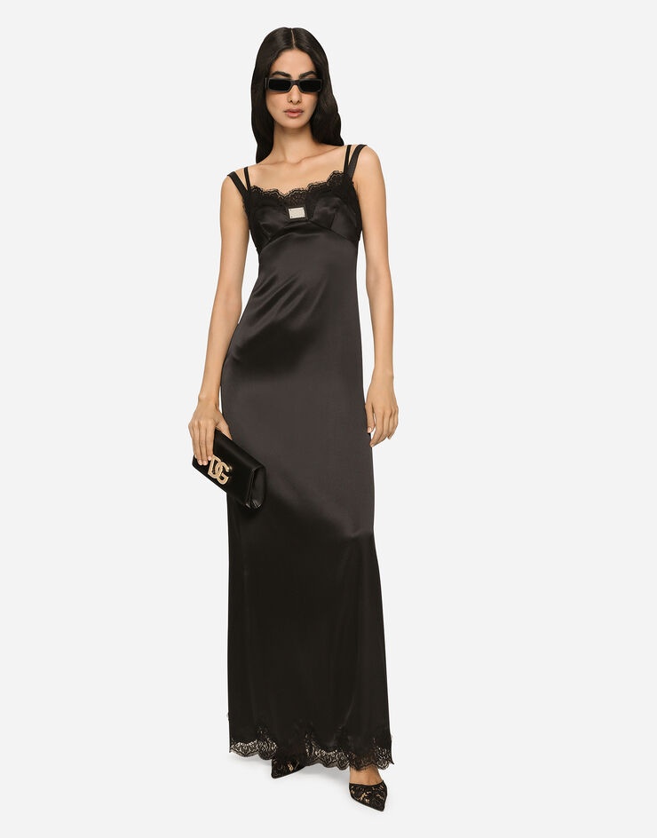 Long satin slip dress with the Dolce&Gabbana tag - 5