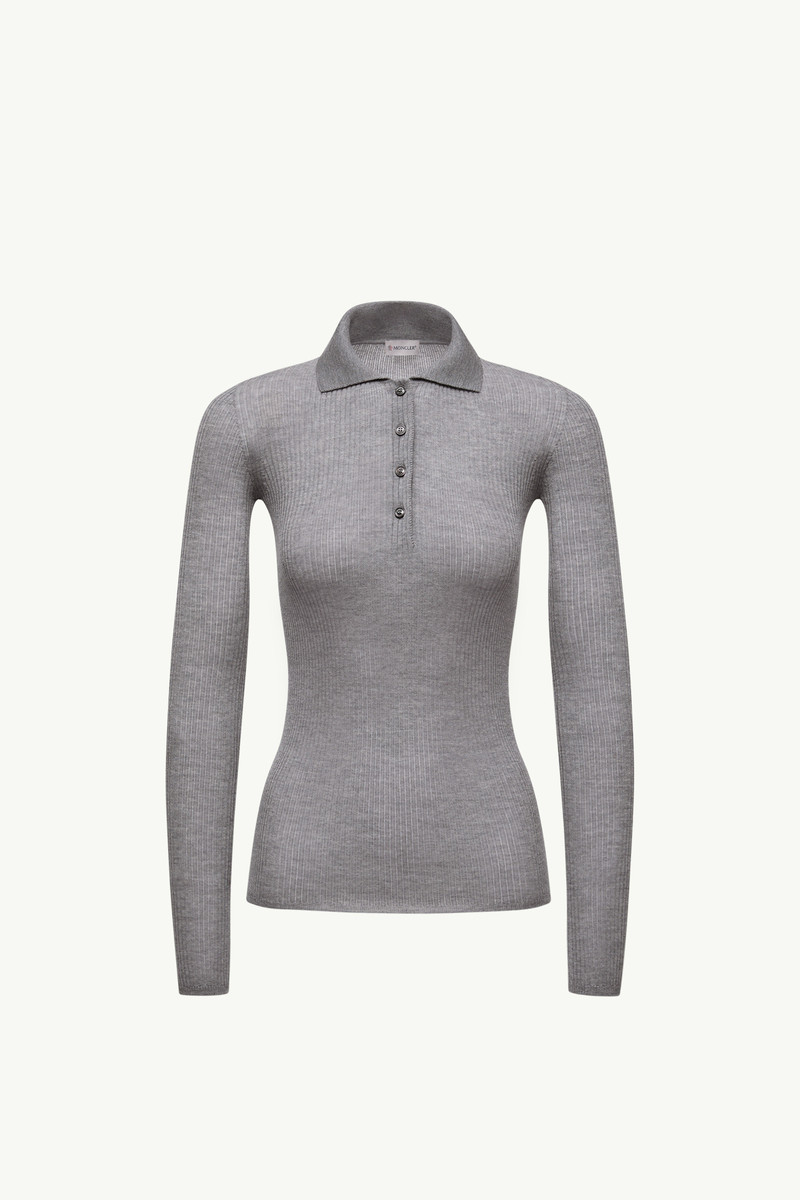 Wool Long Sleeve Polo Shirt 1