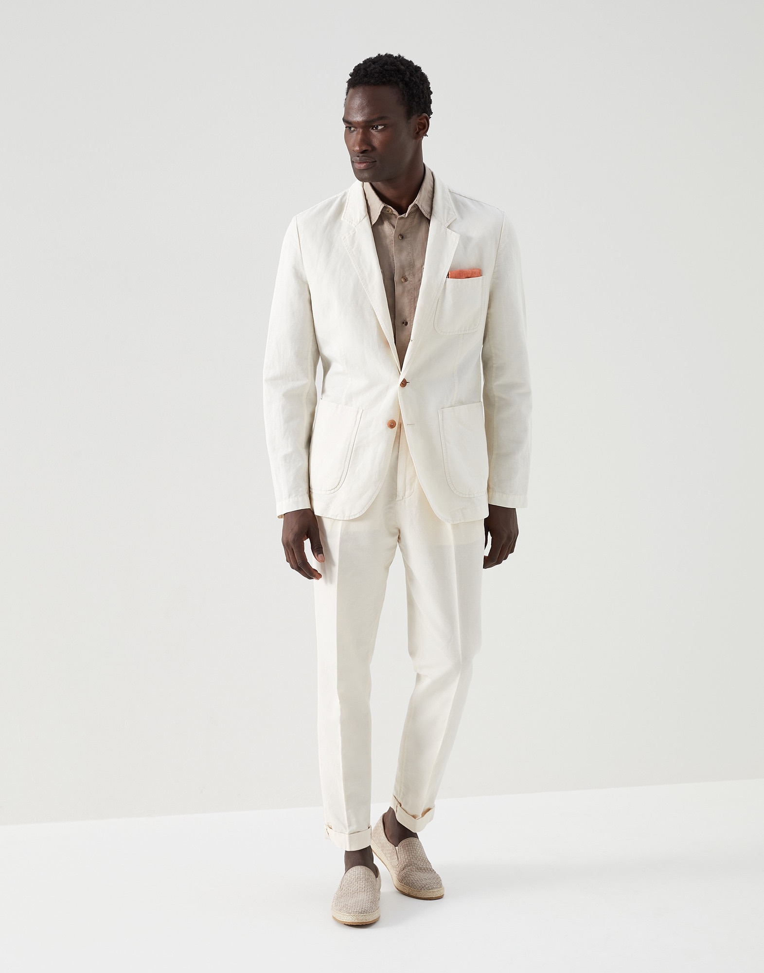 Linen and cotton pinpoint easy fit shirt with chest pockets - 5