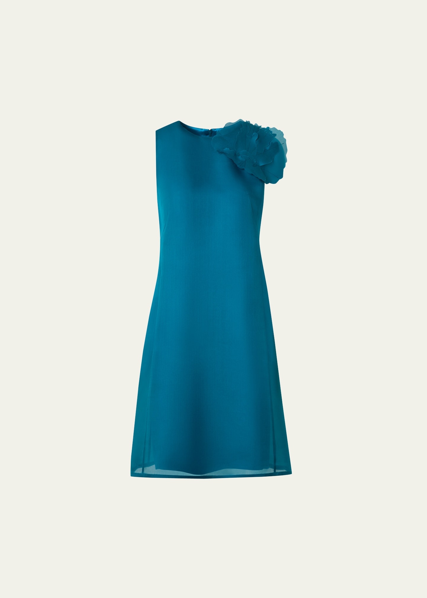3D Anemone Corsage Silk Organza Dress - 1