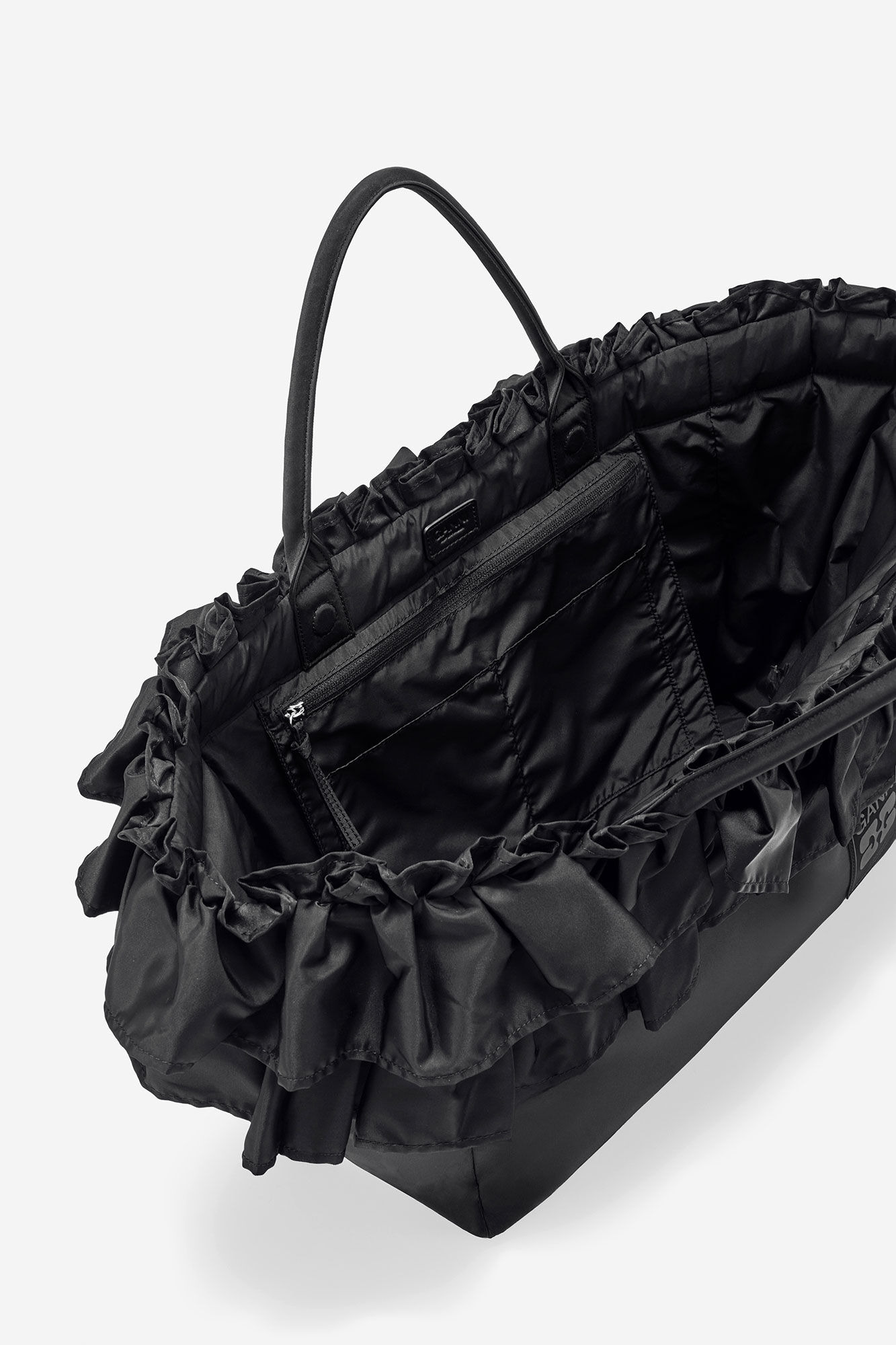 BLACK XXL RUFFLE TOTE - 3