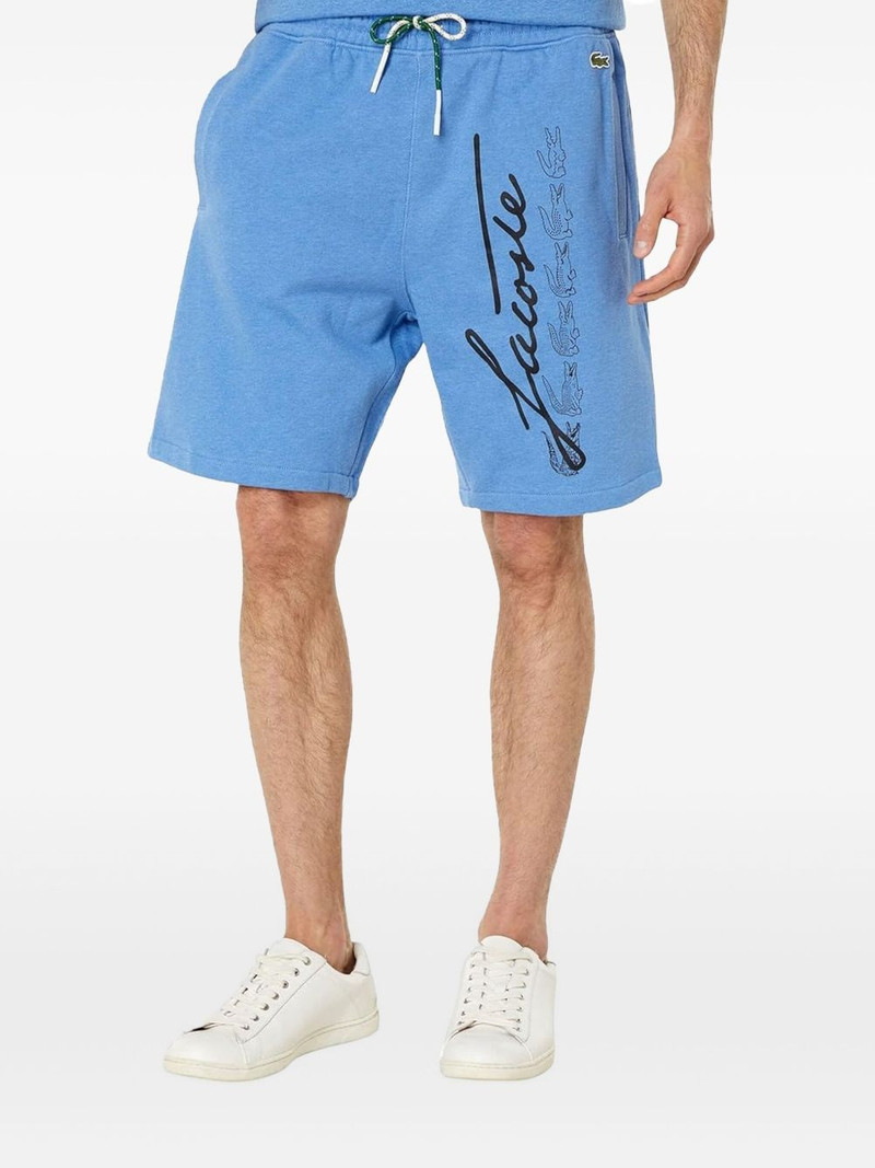 LACOSTE printed cotton "Blue" track shorts outlook