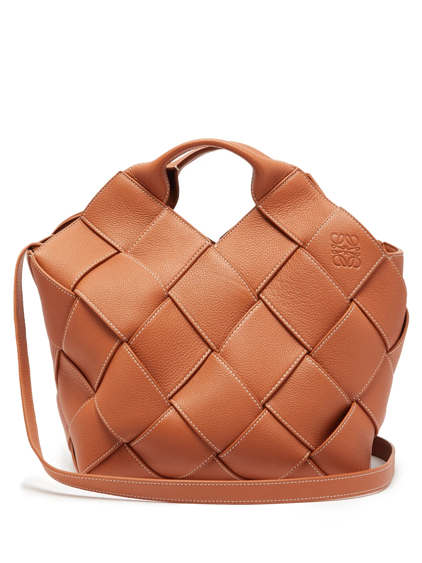 Anagram small woven-leather tote bag - 1