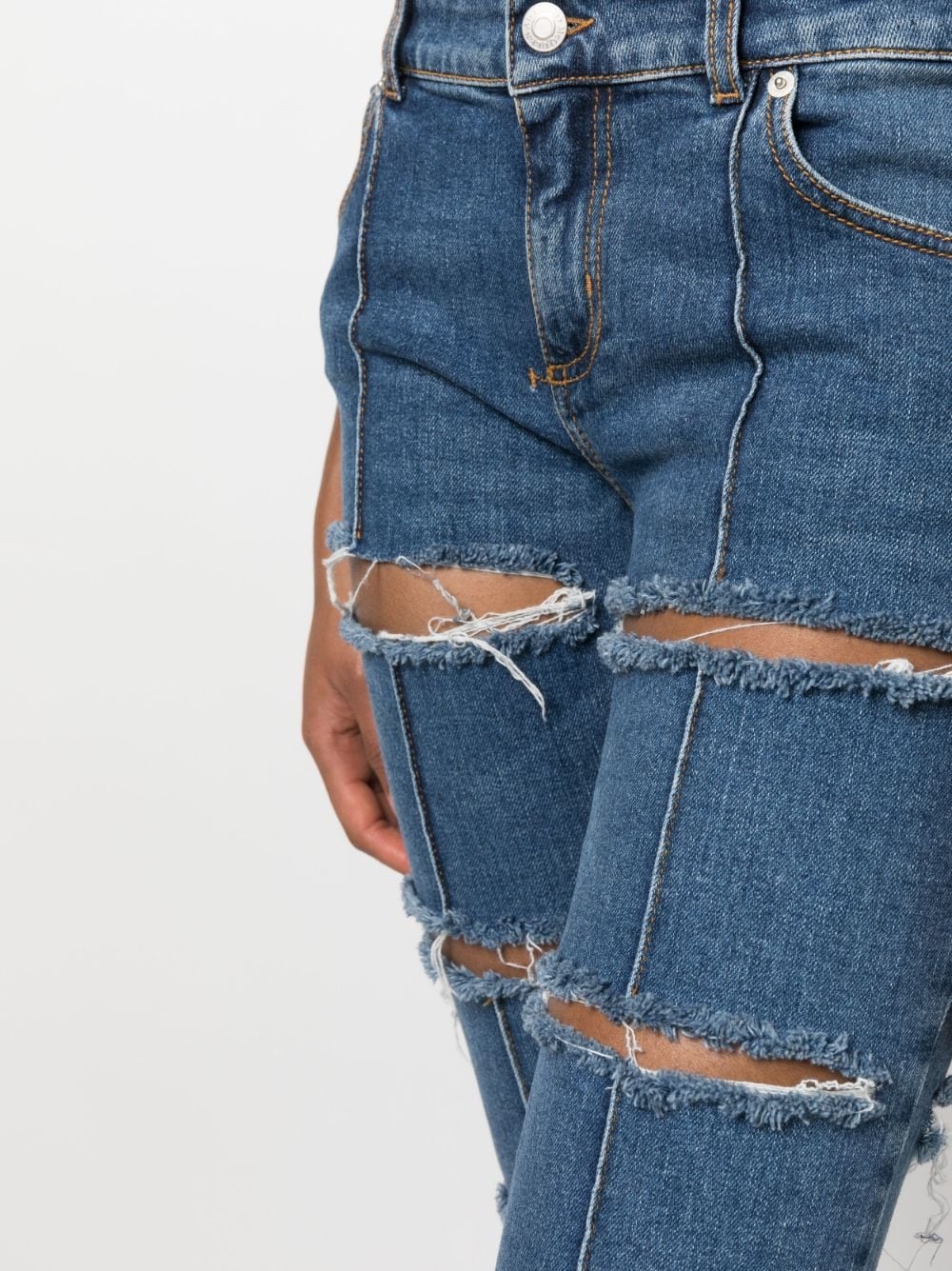 distressed cropped jeans - 5