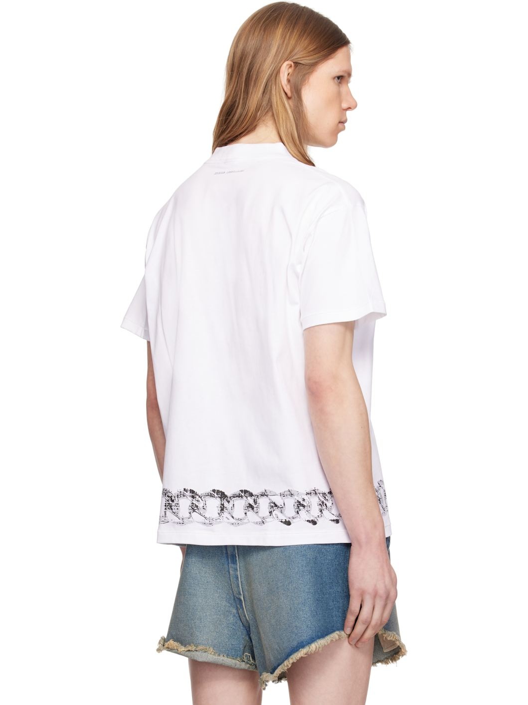 White Chain Belt Print Short Sleeve T-shirt - 3
