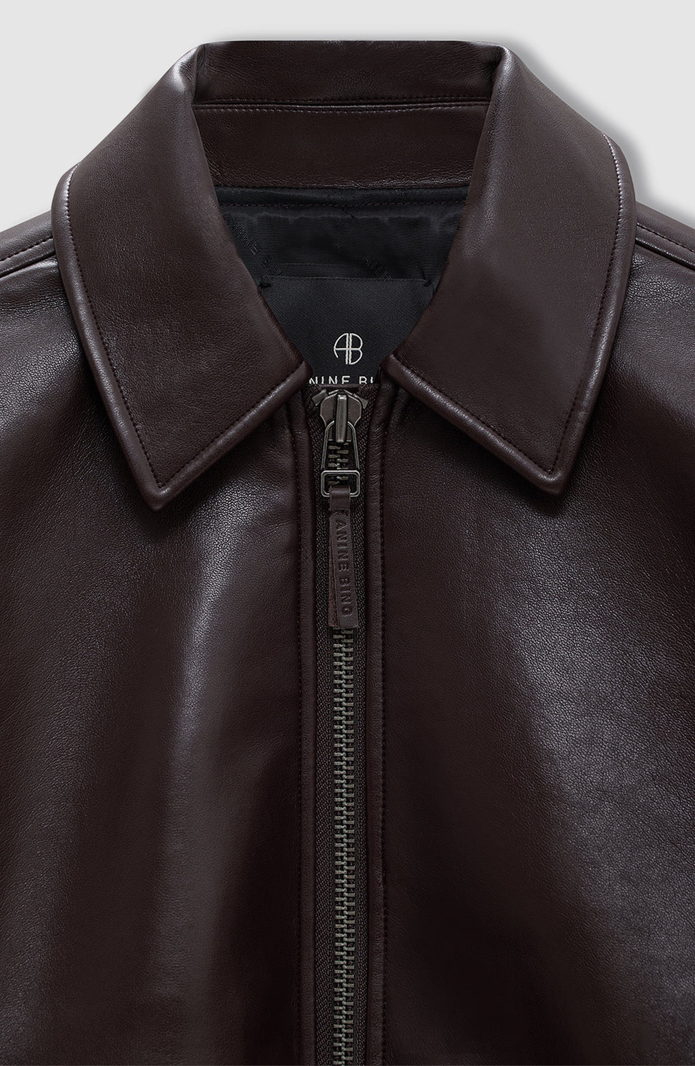 ANINE BING Kelanie Recycled Leather Jacket in Deep Brown at Nordstrom - 3