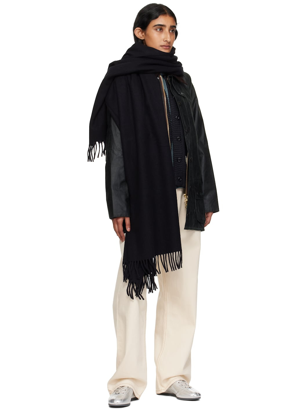Black Alix Embroidered Scarf - 2