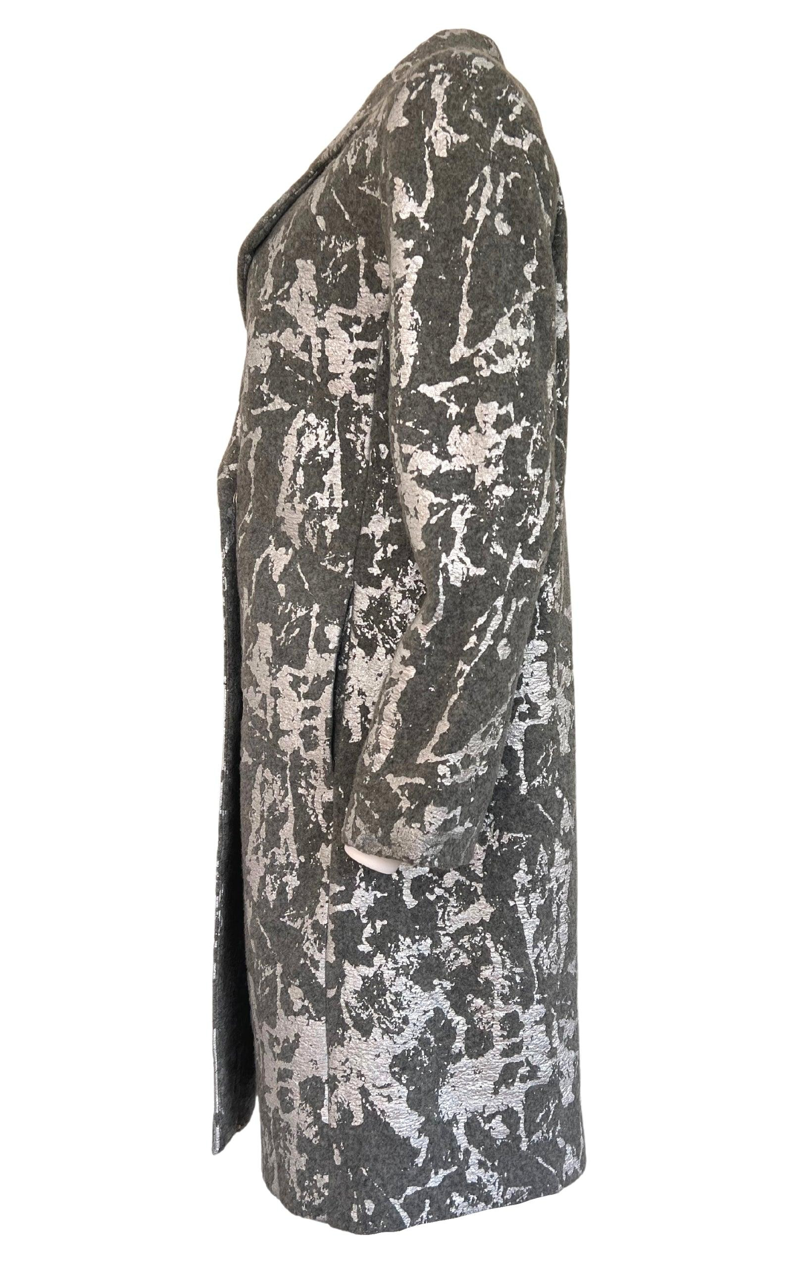 Cult Moda - Silver Print Wool Blend Trench Coat - 6