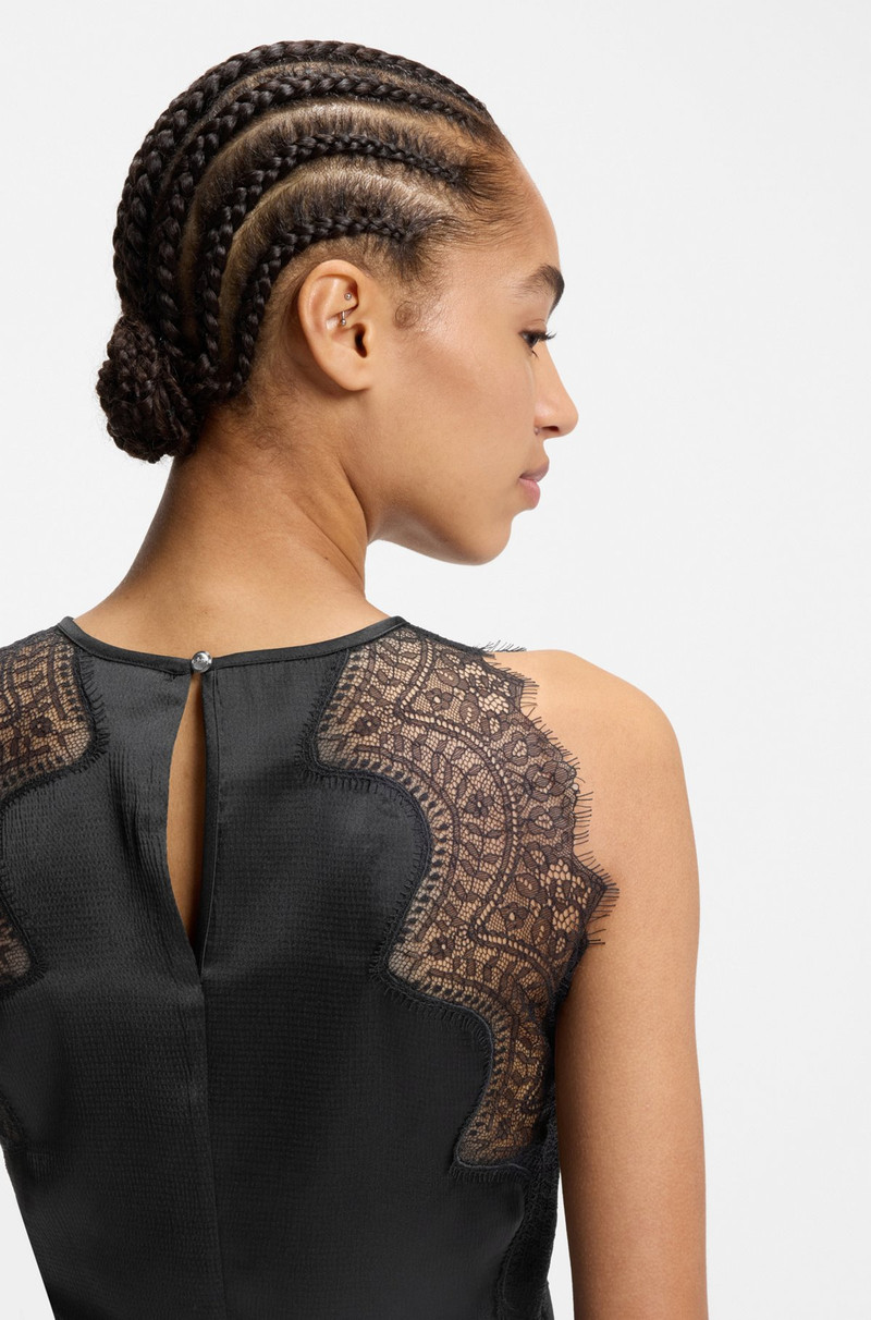 SEERSUCKER-SATIN DRESS WITH LACE TRIMS 6