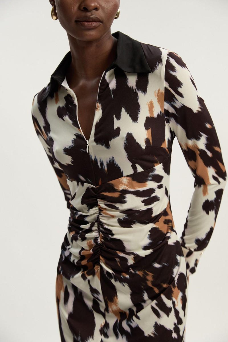 KAREN MILLEN Animal Print Crepe Collared Mini Dress outlook