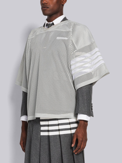 Thom Browne Medium Grey Heavy Athletic Mesh Football Jersey 4-Bar Tee outlook