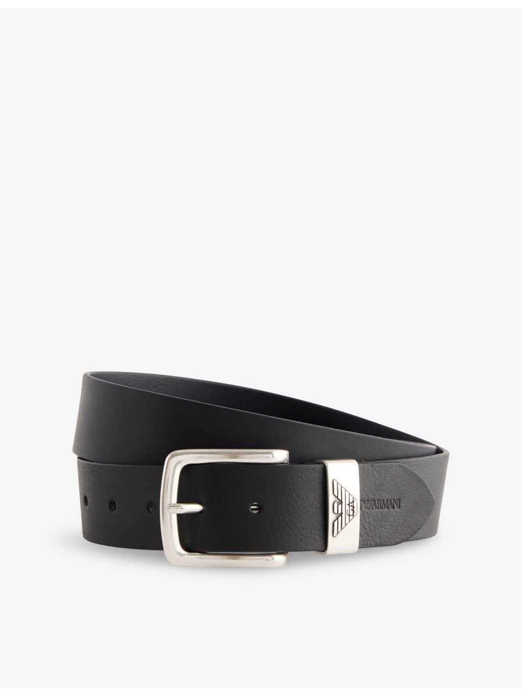 Embossed logo leather belt - 1