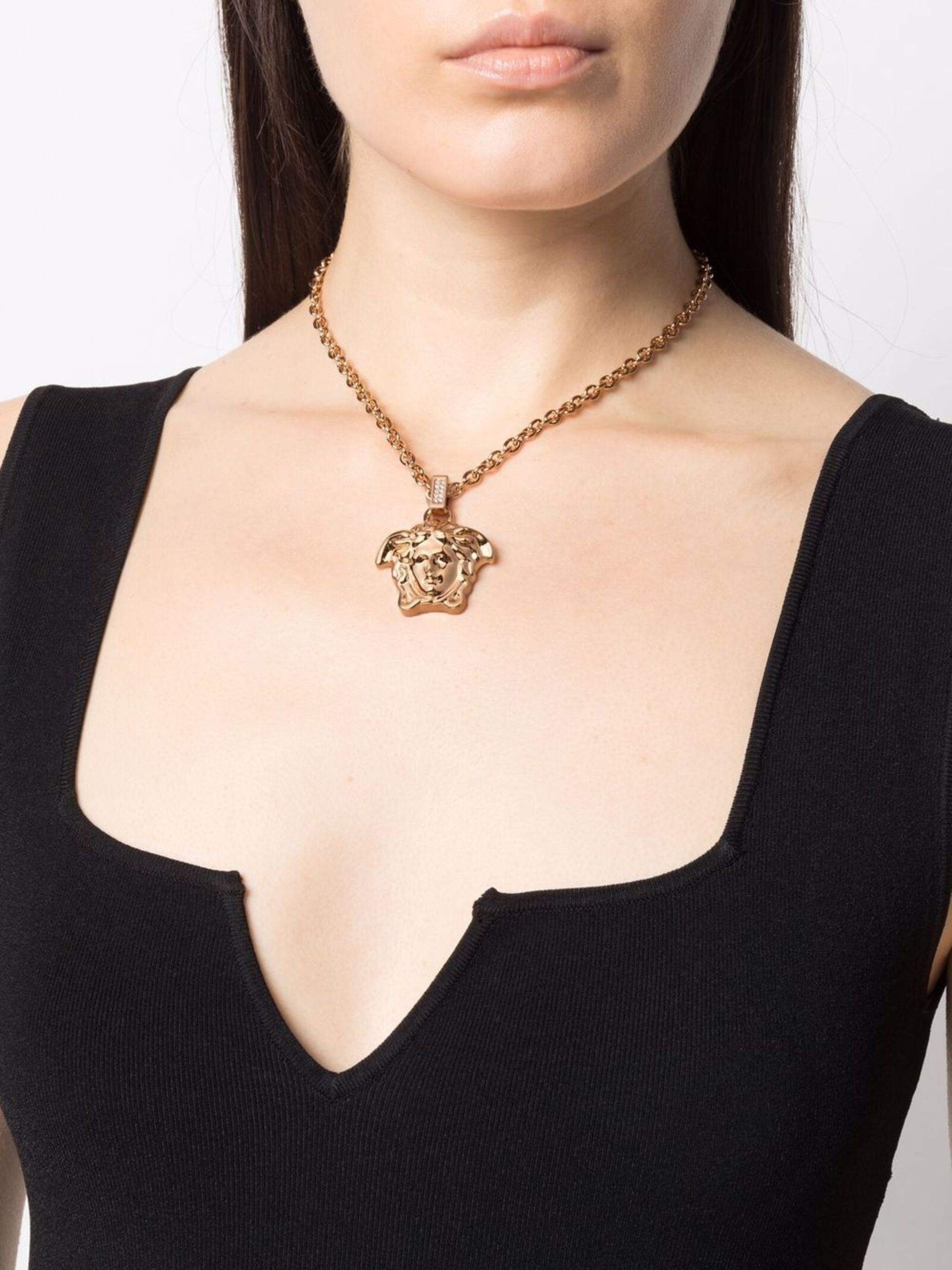 Gold-tone La Medusa Crystal Necklace - 2
