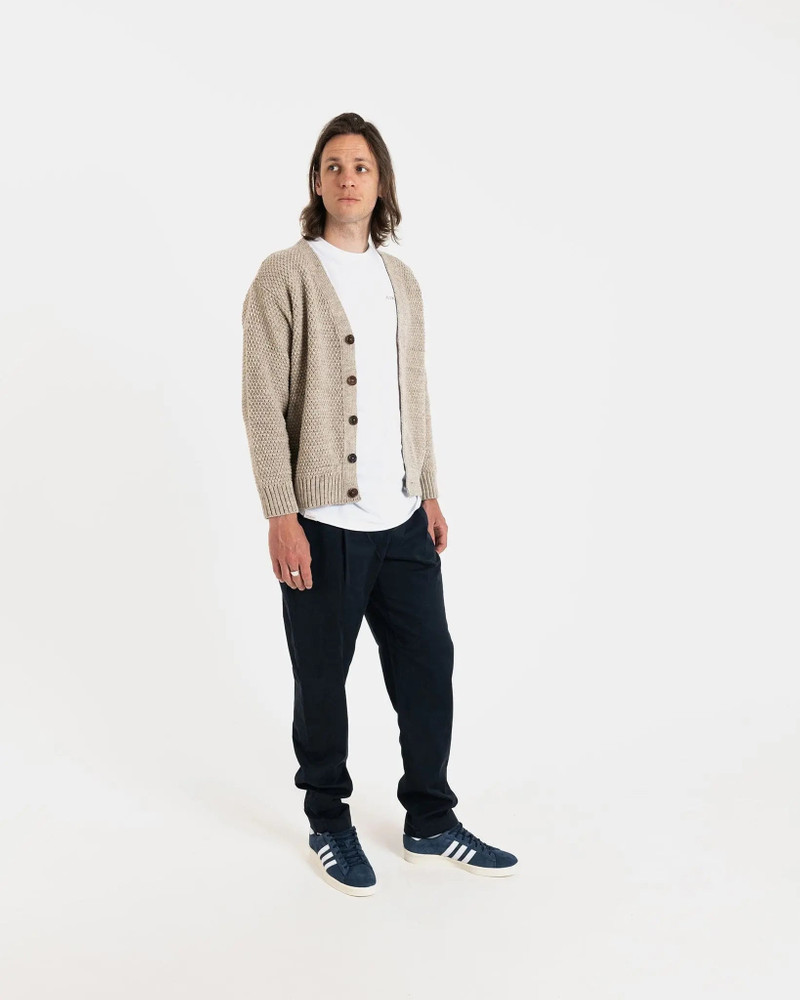 Men's Moss Stitch Cardigan Oatmeal 4