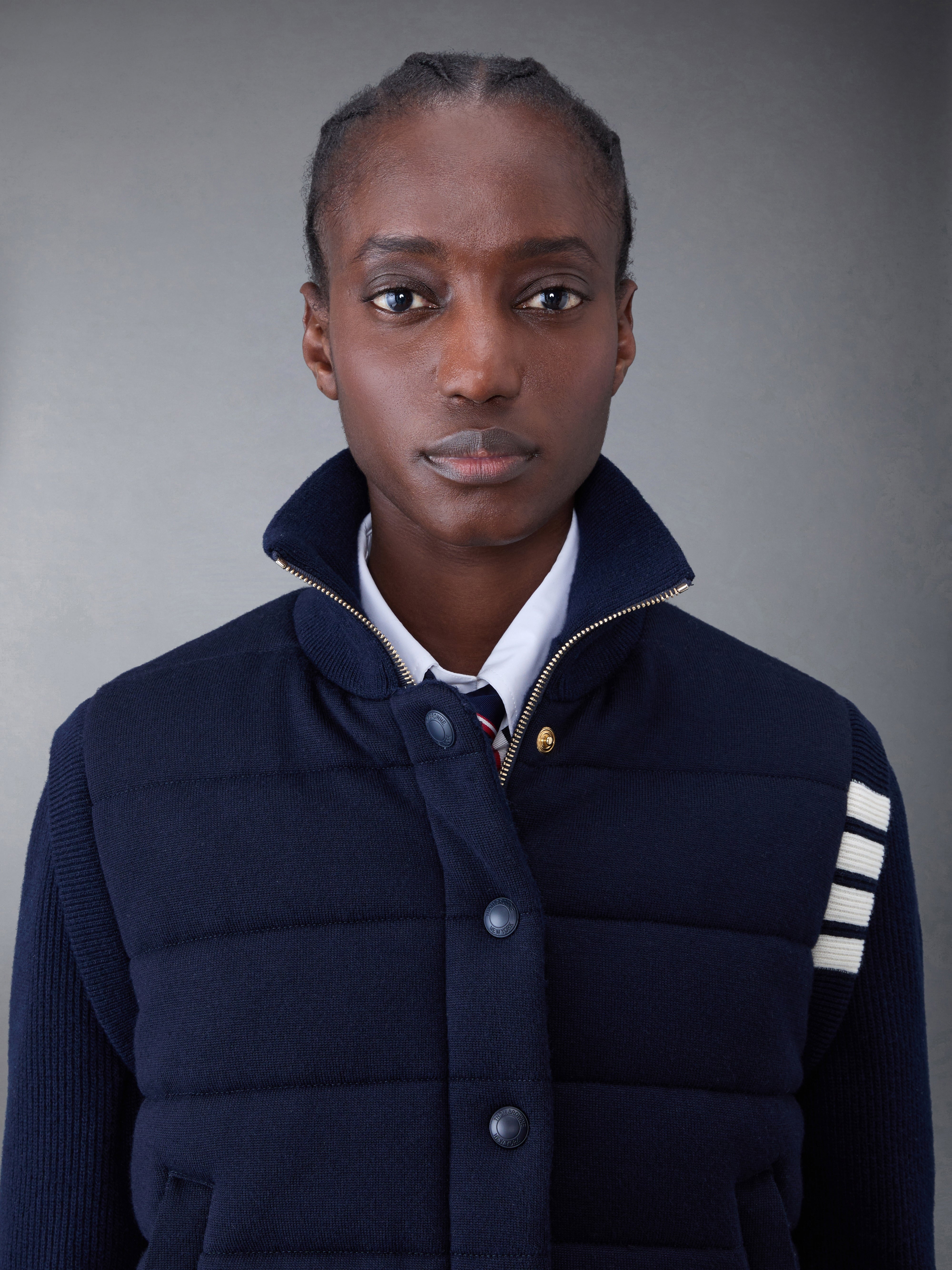 FINE MERINO AND JERSEY REVERSIBLE DOWN 4-BAR FUNNEL NECK JACKET - 5