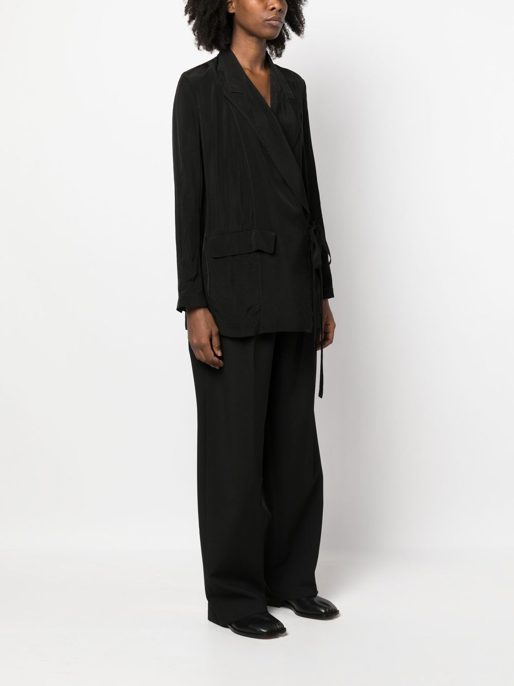peak-lapels tie-waist blazer - 3