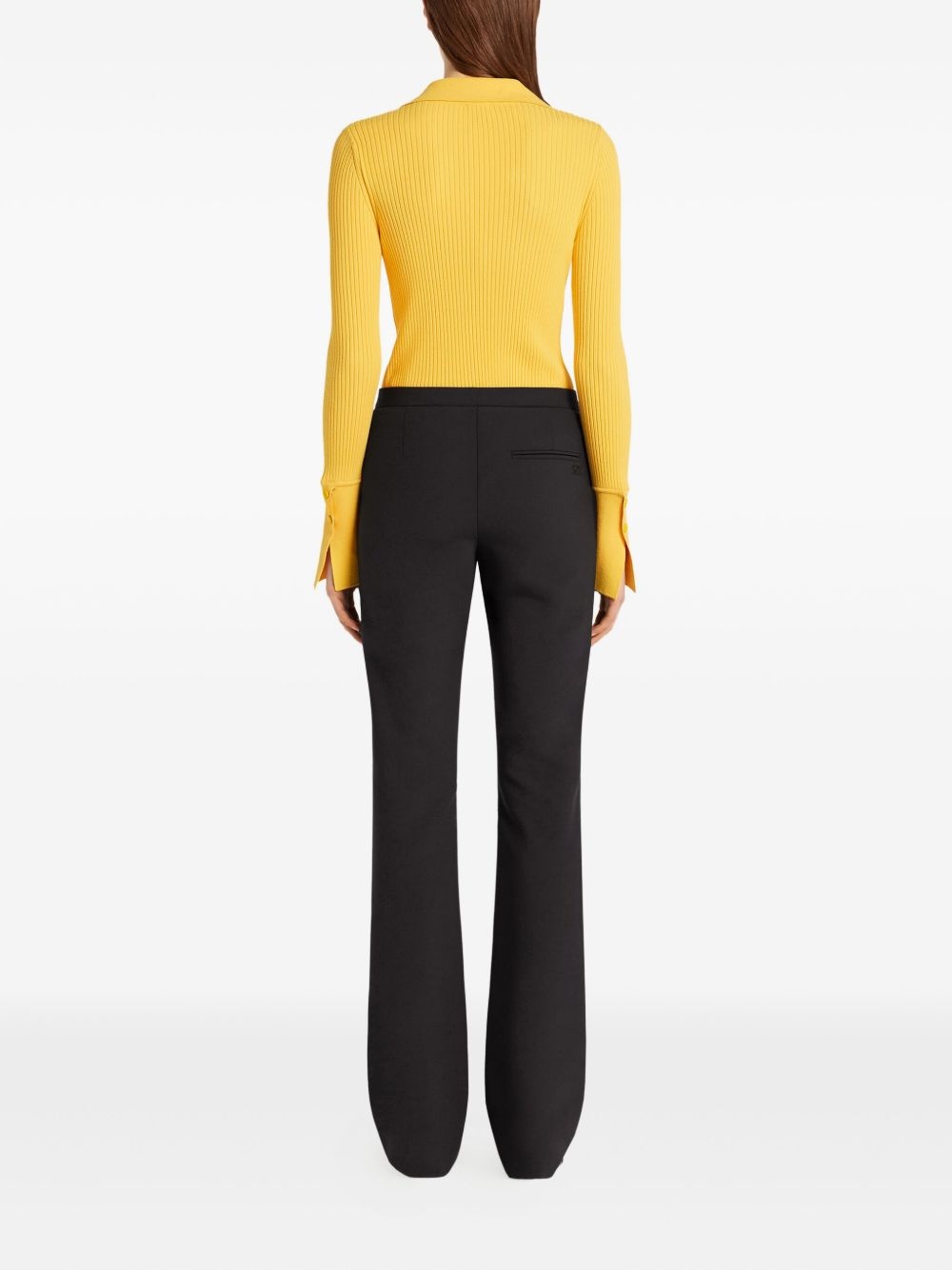 ribbed-knit polo top - 4