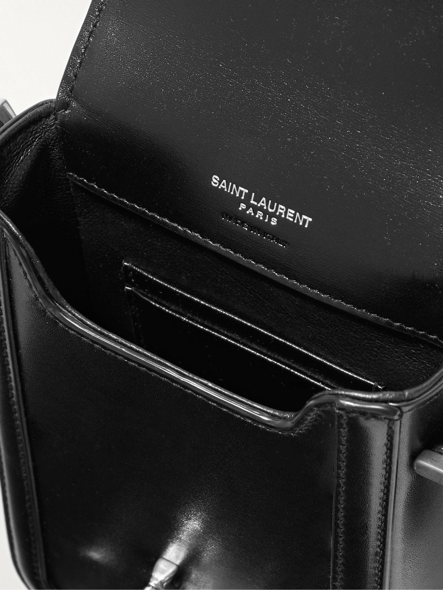 Solferino Mini Logo-Embellished Leather Messenger Bag Black - 5