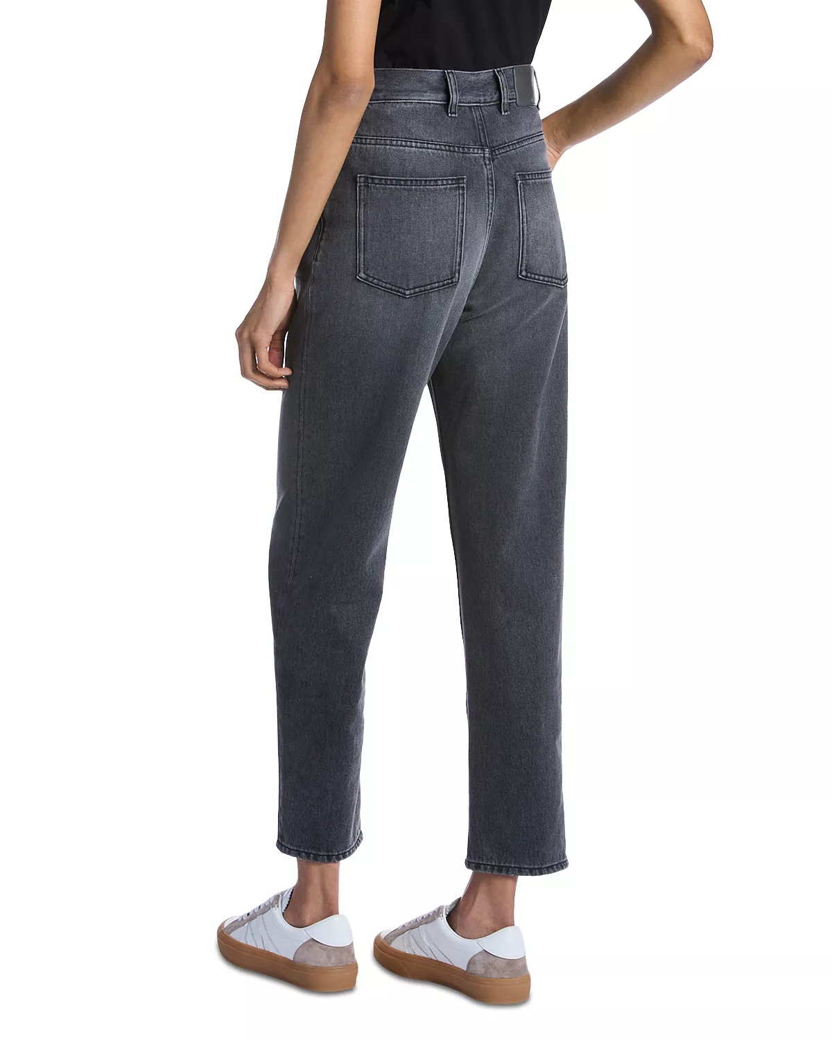 High Rise Cropped Tapered Jeans in Grey - 2