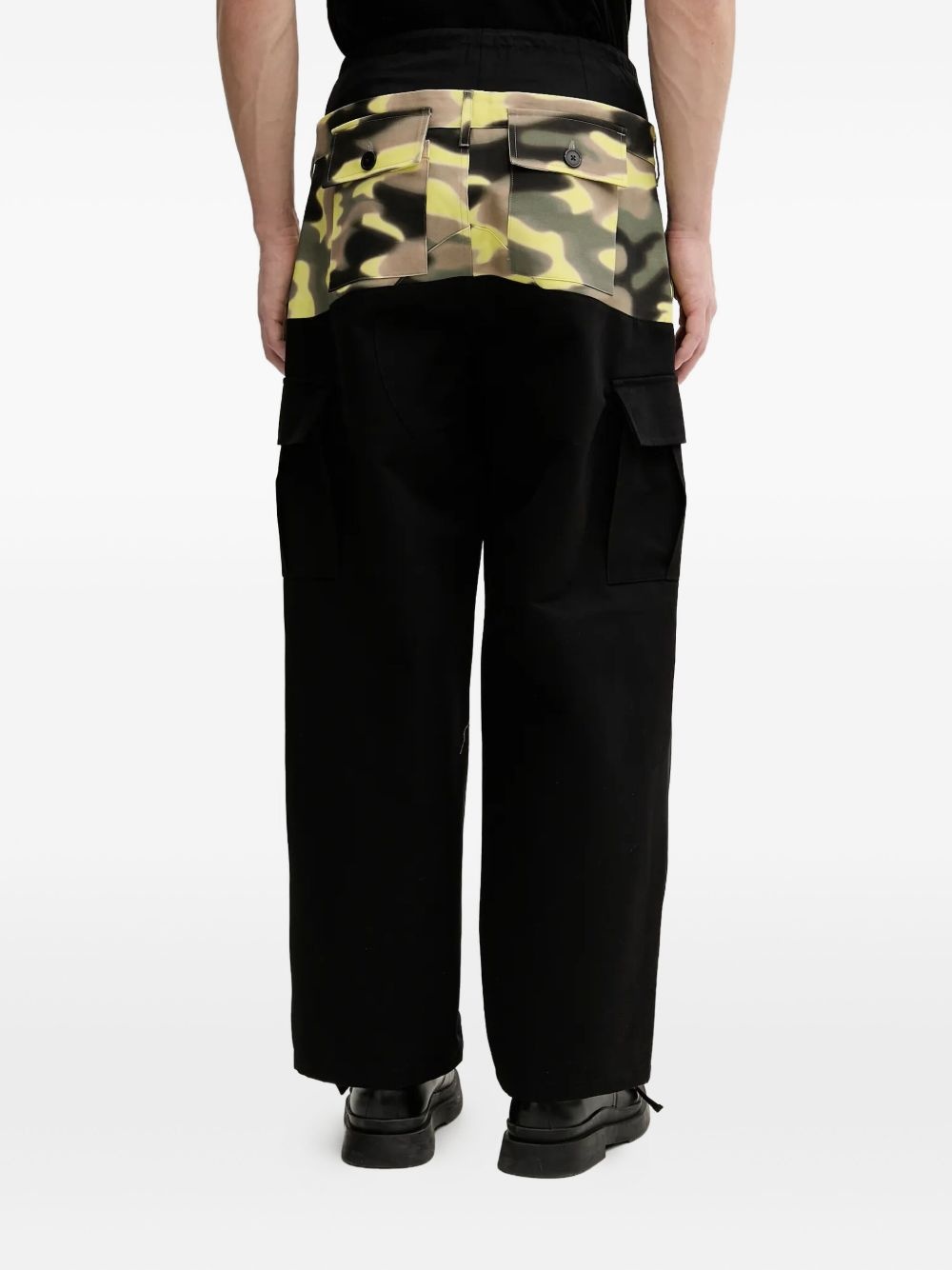 camouflage-panel wide-leg trousers - 3