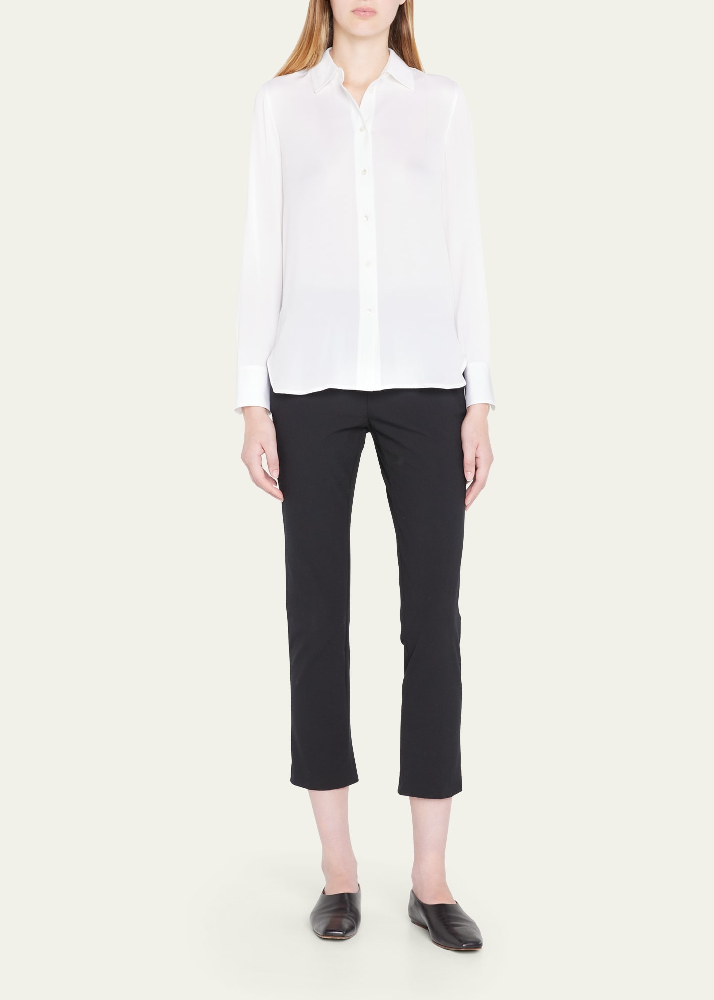 Slim-Fit Long-Sleeve Stretch-Silk Blouse - 2