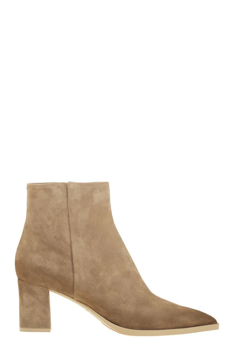 Santoni Mid-Heel Suede Ankle Boots - 1