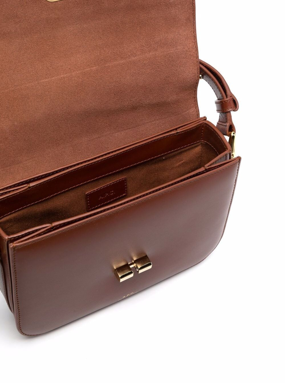 A.P.C. Women 'Grance' Brown Small Crossbody Bag Wirh Embossed Logo Lettering On The Front And Adjust - 4