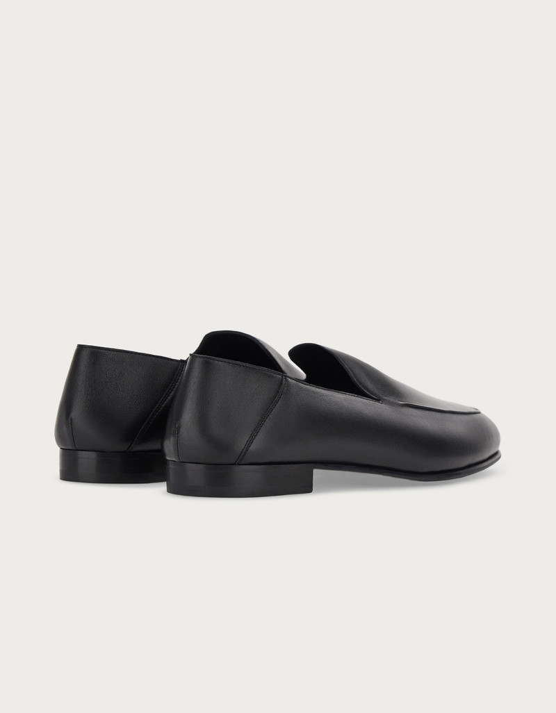 Canali BLACK SHEEPSKIN LEATHER LOAFER outlook
