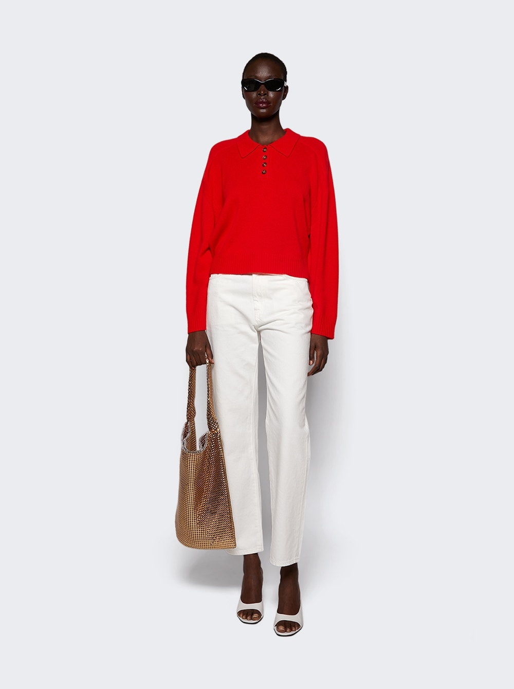 Homere Cashmere Polo Sweater Tomato Red - 2