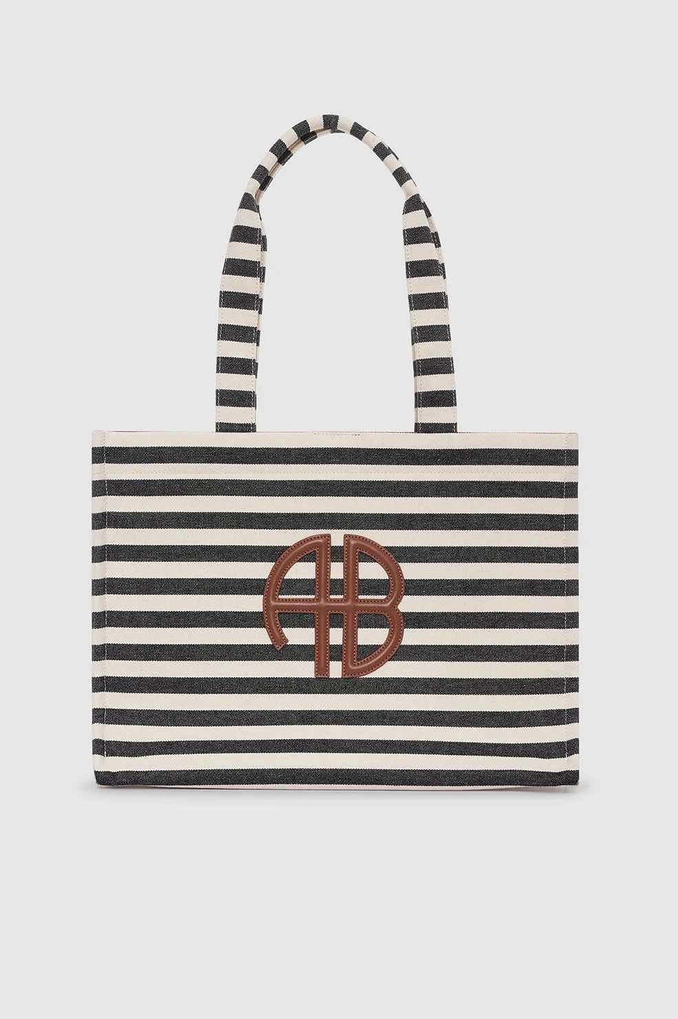 Lara Tote - Black And Natural Stripe - 1