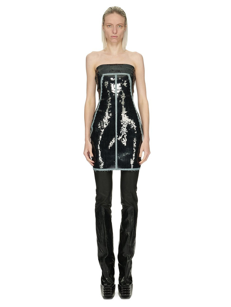 Sequined stretch-denim mini dress - 1