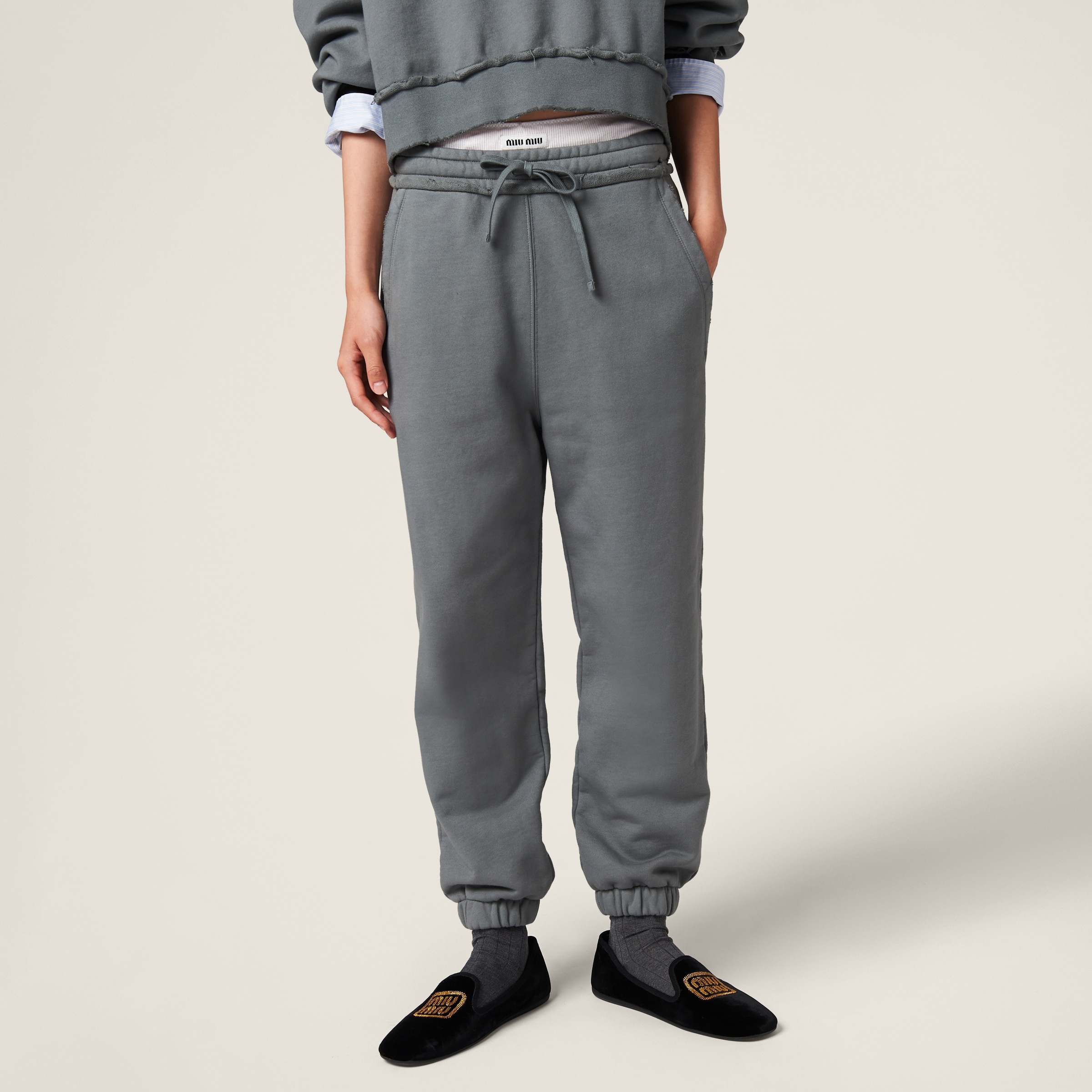 Garment-dyed cotton fleece pants - 4