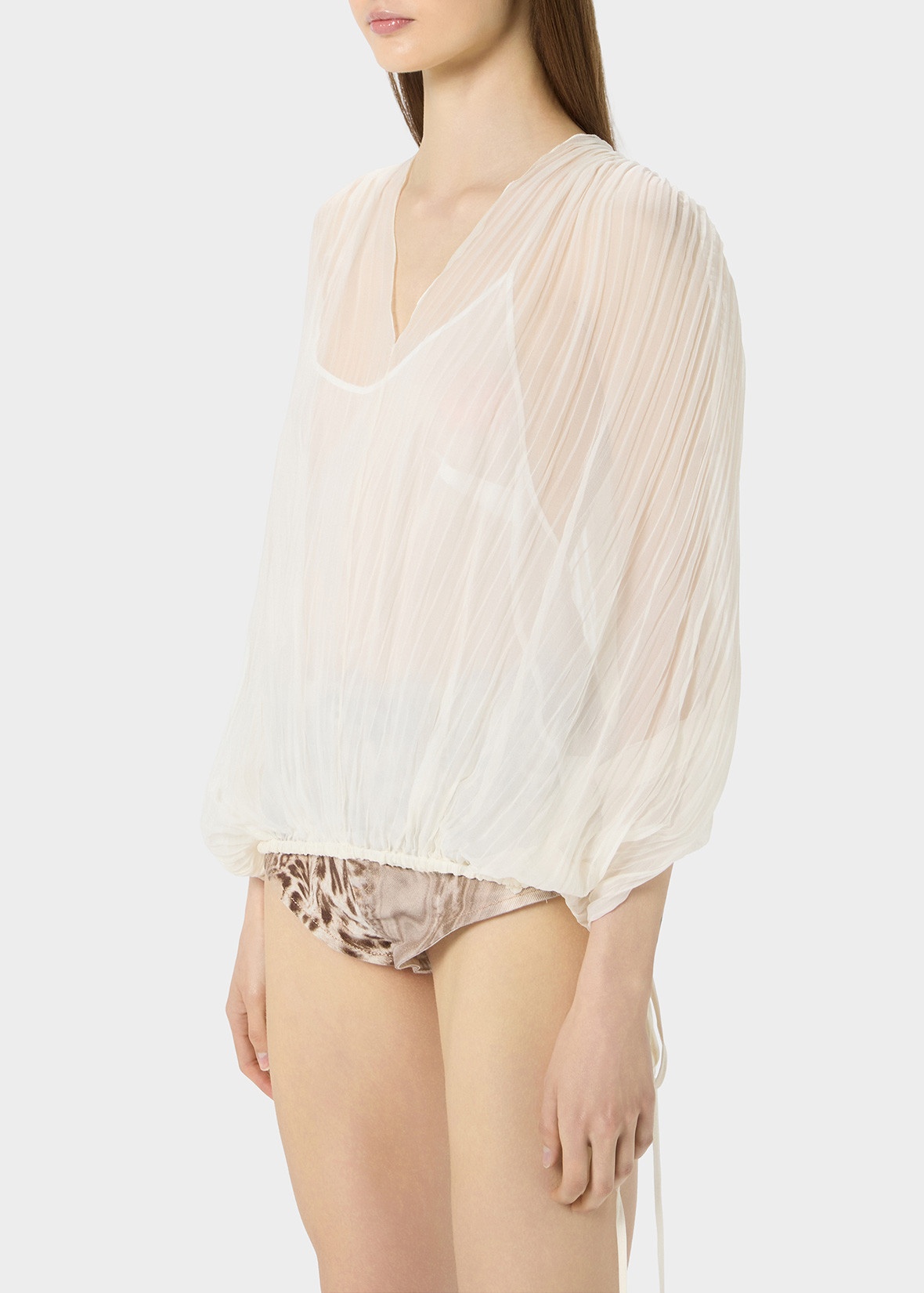 PLEATED TOP IN SILK CHIFFON - 5
